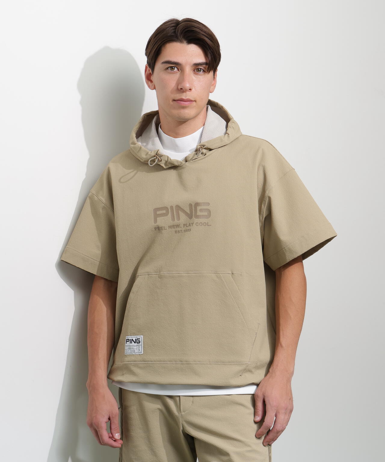 【PING APPAREL】遮熱変形カノコ半袖フーディプルオーバー <GOLD> (MENS)