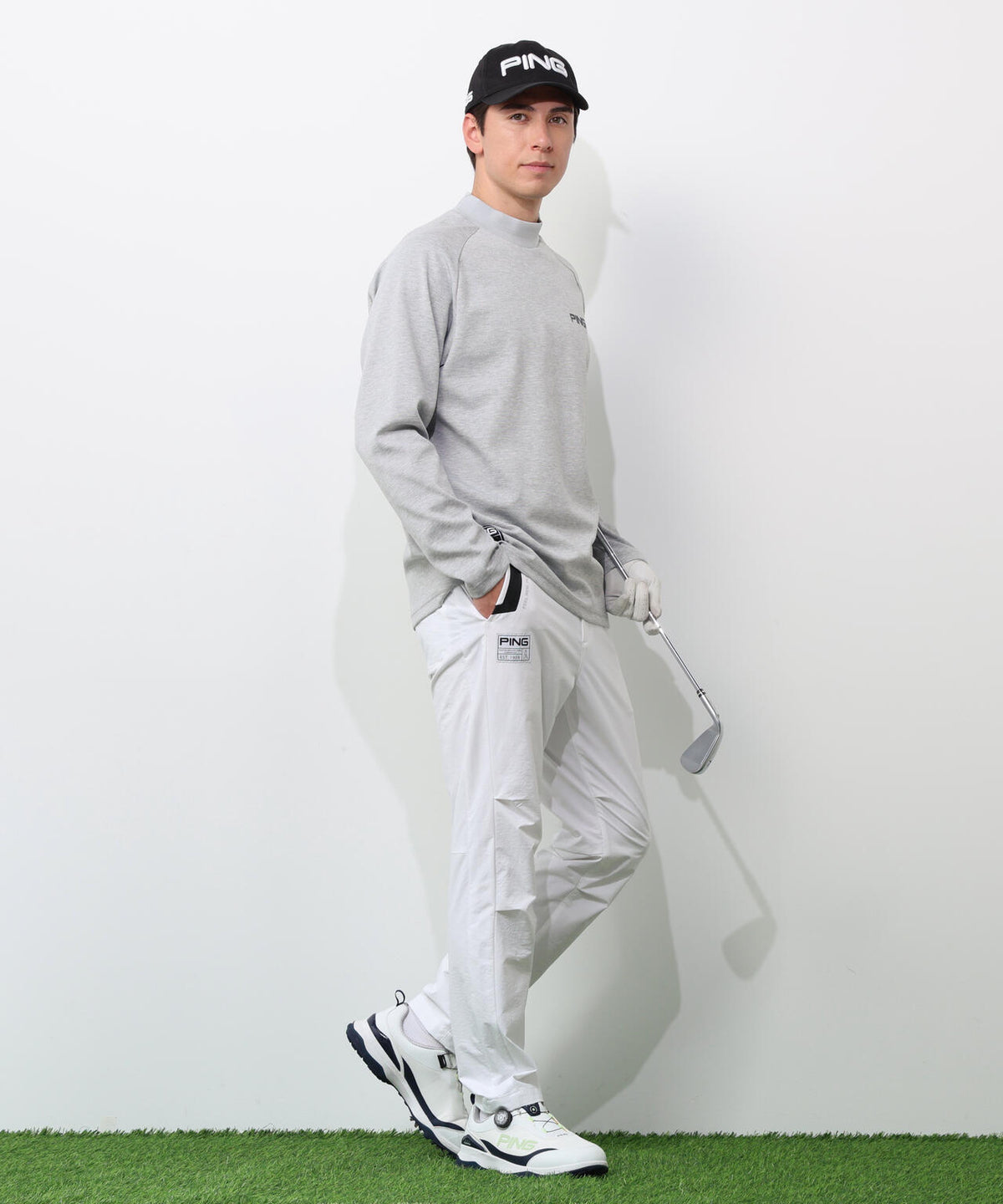 【PING APPAREL】冷感ポンチハイネックシャツ <GOLD> (MENS)