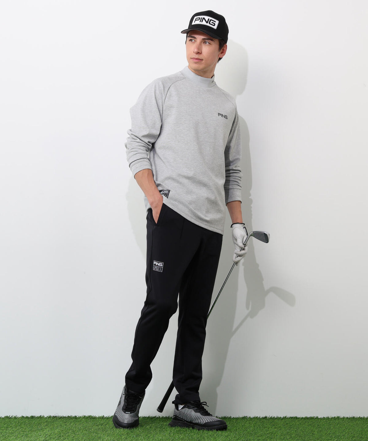 【PING APPAREL】冷感ポンチハイネックシャツ <GOLD> (MENS)