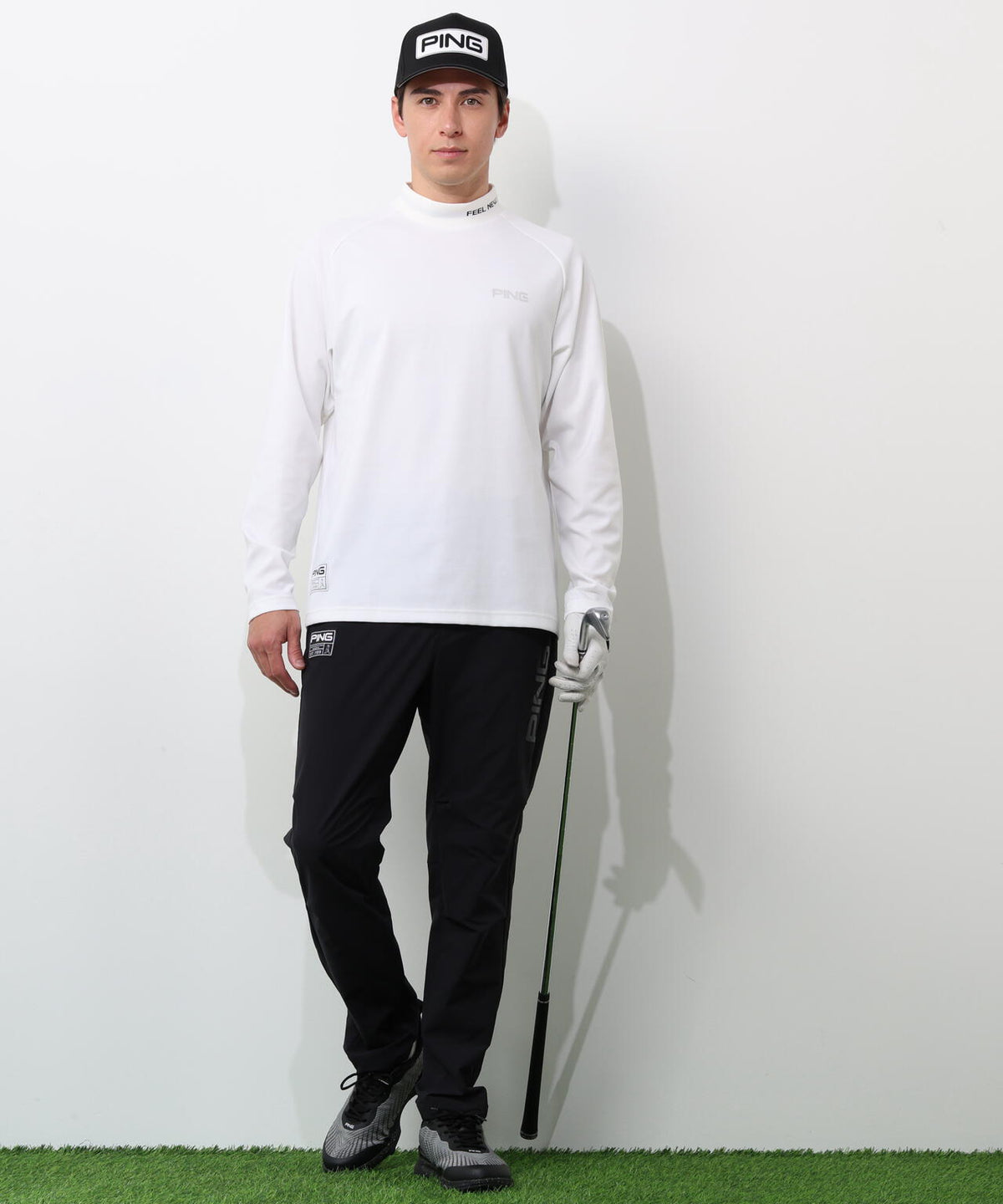 【PING APPAREL】冷感ポンチハイネックシャツ <GOLD> (MENS)
