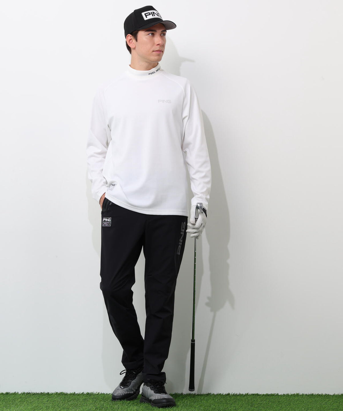 【PING APPAREL】冷感ポンチハイネックシャツ <GOLD> (MENS)