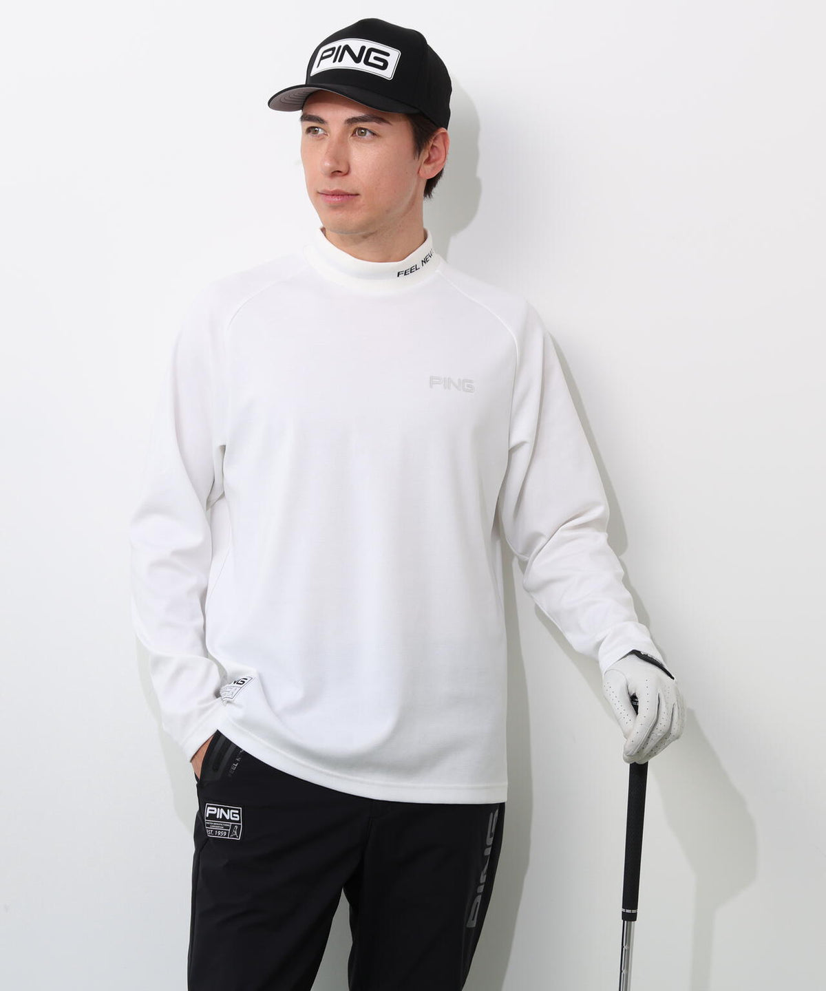 【PING APPAREL】冷感ポンチハイネックシャツ <GOLD> (MENS)