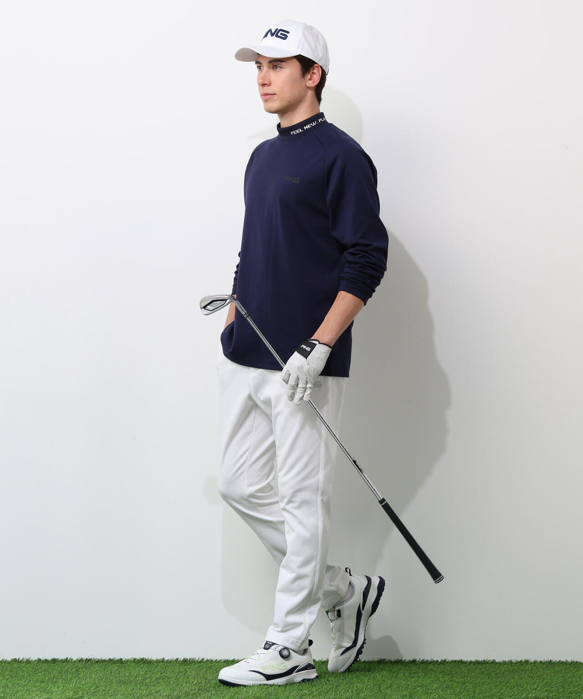 【PING APPAREL】冷感ポンチハイネックシャツ <GOLD> (MENS)