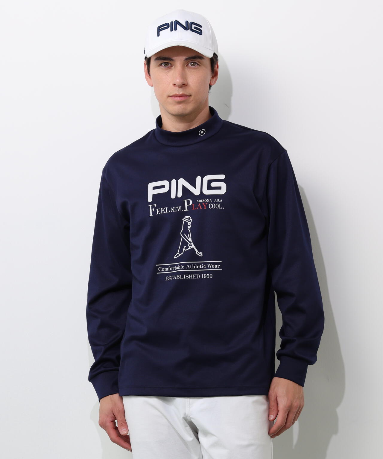 【PING APPAREL】冷感ポンチハイネックシャツ <NATIVE> (MENS)