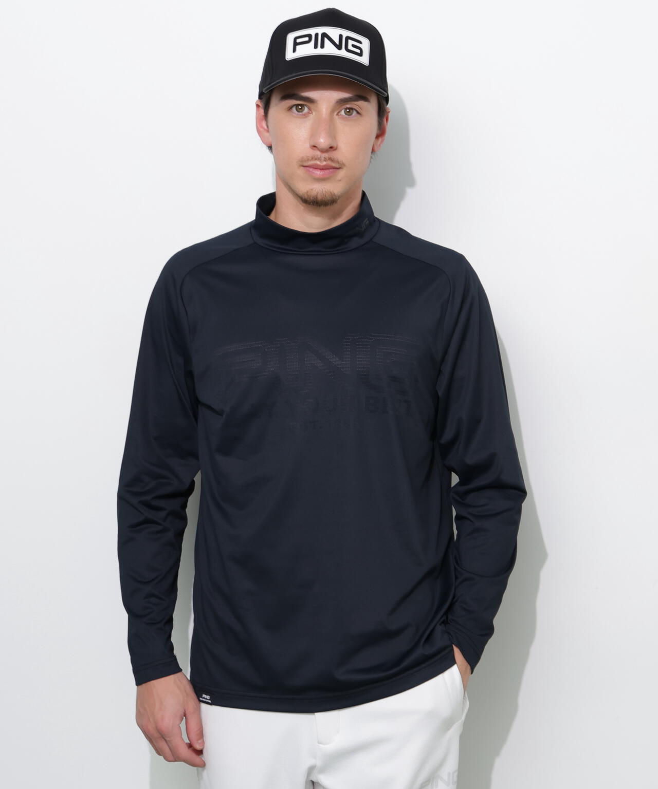 【PING APPAREL】パネルジャカード長袖ハイネックシャツ <PERFORMANCE> (MENS)