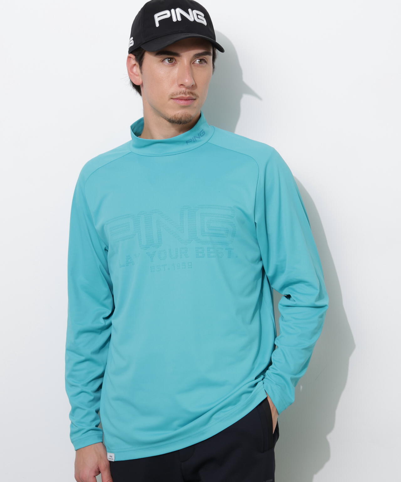 【PING APPAREL】パネルジャカード長袖ハイネックシャツ <PERFORMANCE> (MENS)