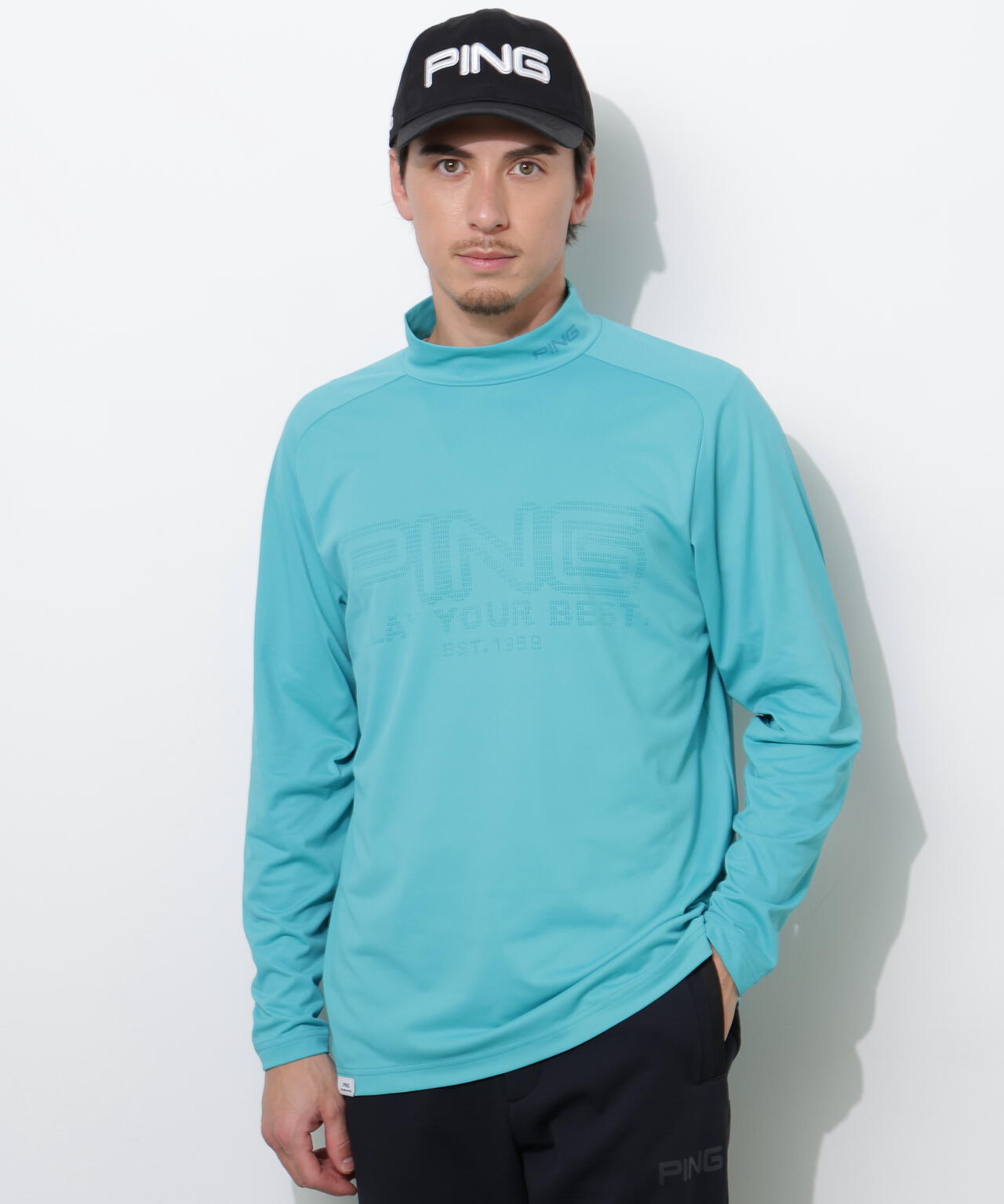 【PING APPAREL】パネルジャカード長袖ハイネックシャツ <PERFORMANCE> (MENS)