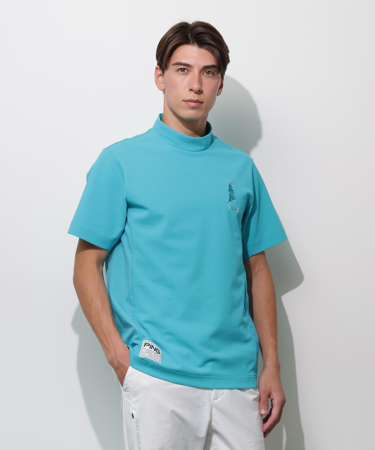 【PING APPAREL】レイブロック半袖ハイネックカットソー <GOLD> (MENS)