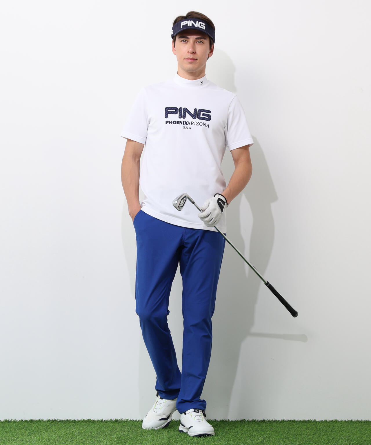 【PING APPAREL】アップリケ半袖ハイネックシャツ <NATIVE> (MENS)