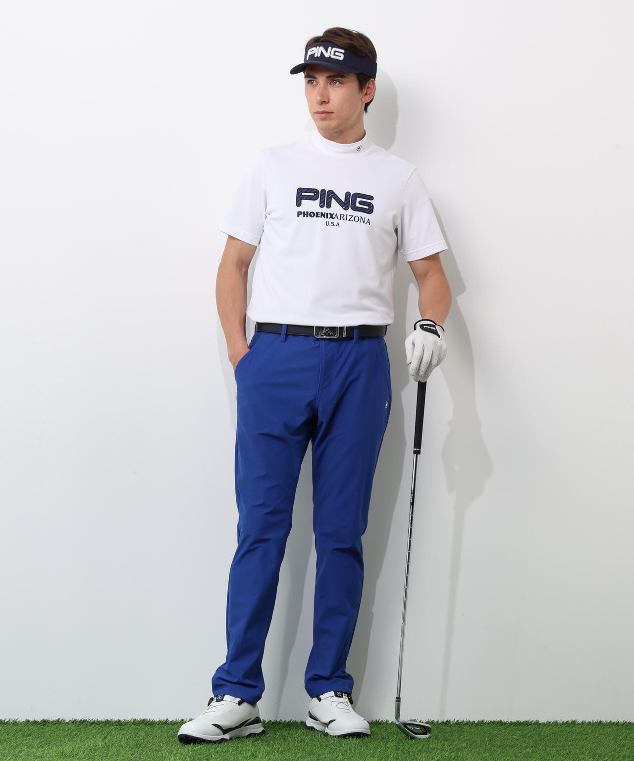 【PING APPAREL】アップリケ半袖ハイネックシャツ <NATIVE> (MENS)