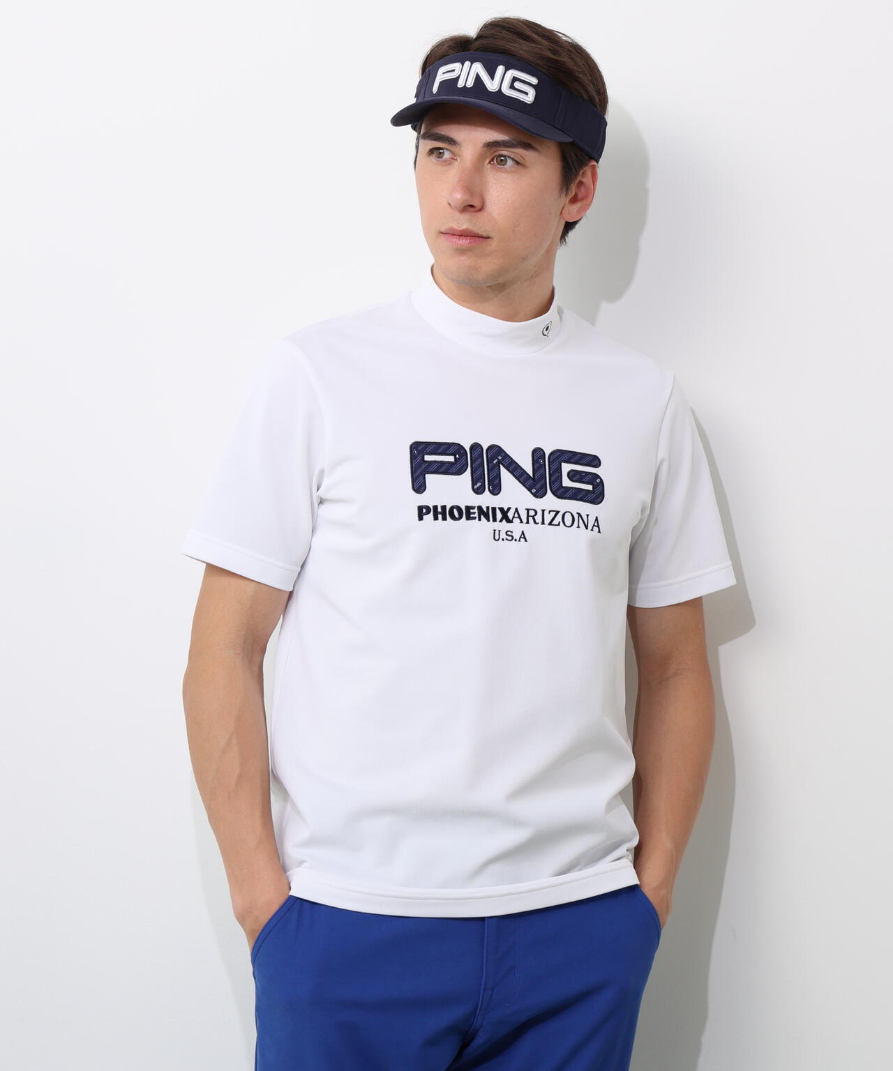 【PING APPAREL】アップリケ半袖ハイネックシャツ <NATIVE> (MENS)