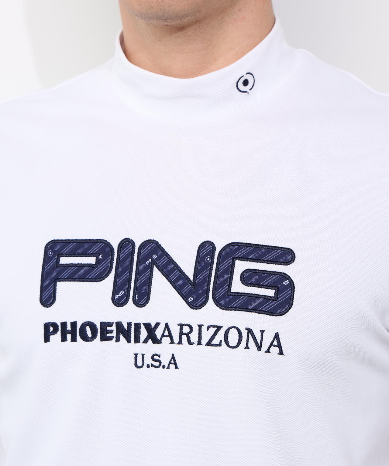 【PING APPAREL】アップリケ半袖ハイネックシャツ <NATIVE> (MENS)