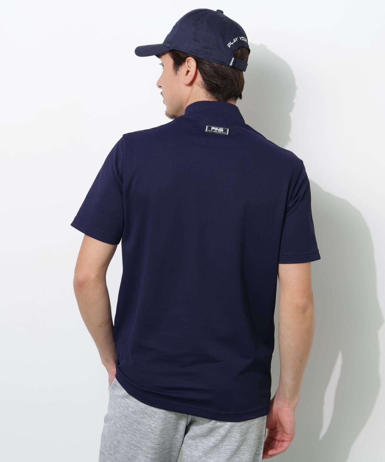 【PING APPAREL】アップリケ半袖ハイネックシャツ <NATIVE> (MENS)