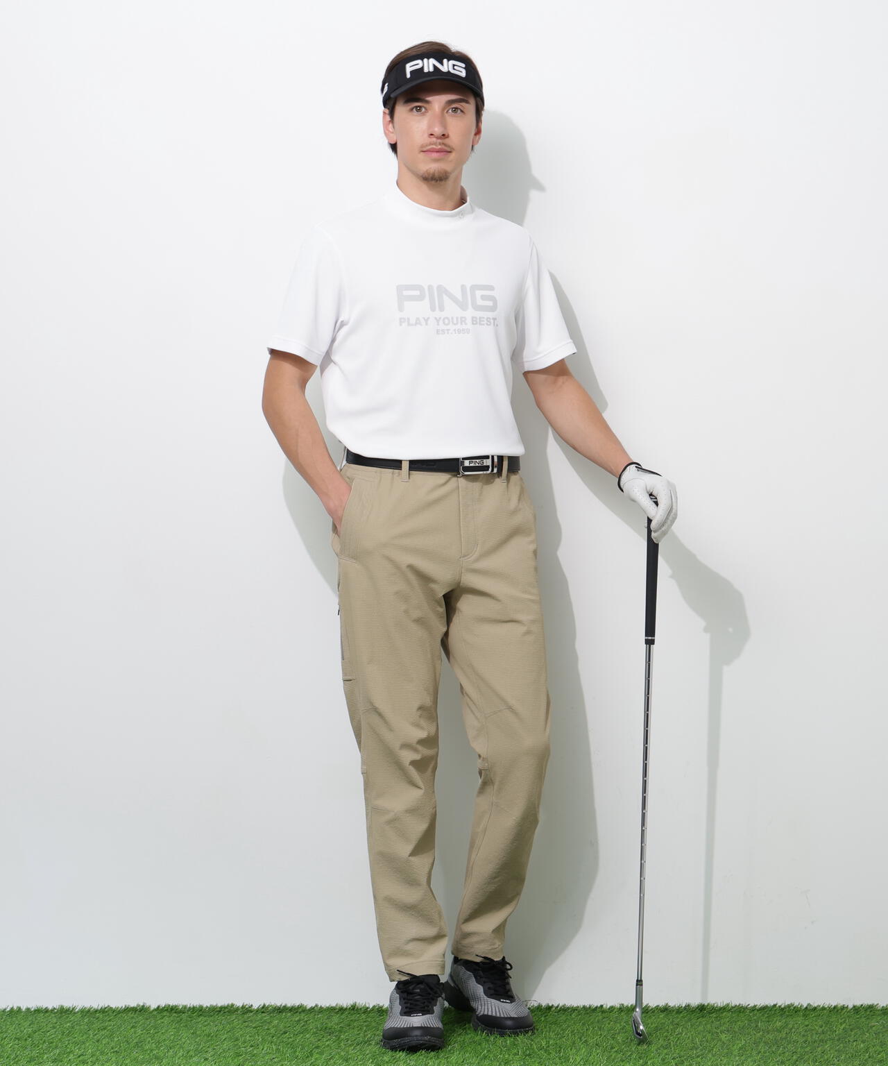 【PING APPAREL】変形カノコ半袖ハイネックカットソー <PERFORMANCE> (MENS)