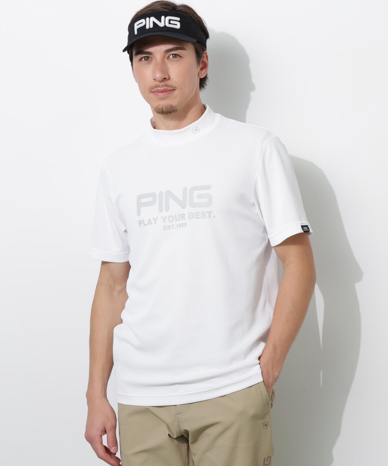 【PING APPAREL】変形カノコ半袖ハイネックカットソー <PERFORMANCE> (MENS)