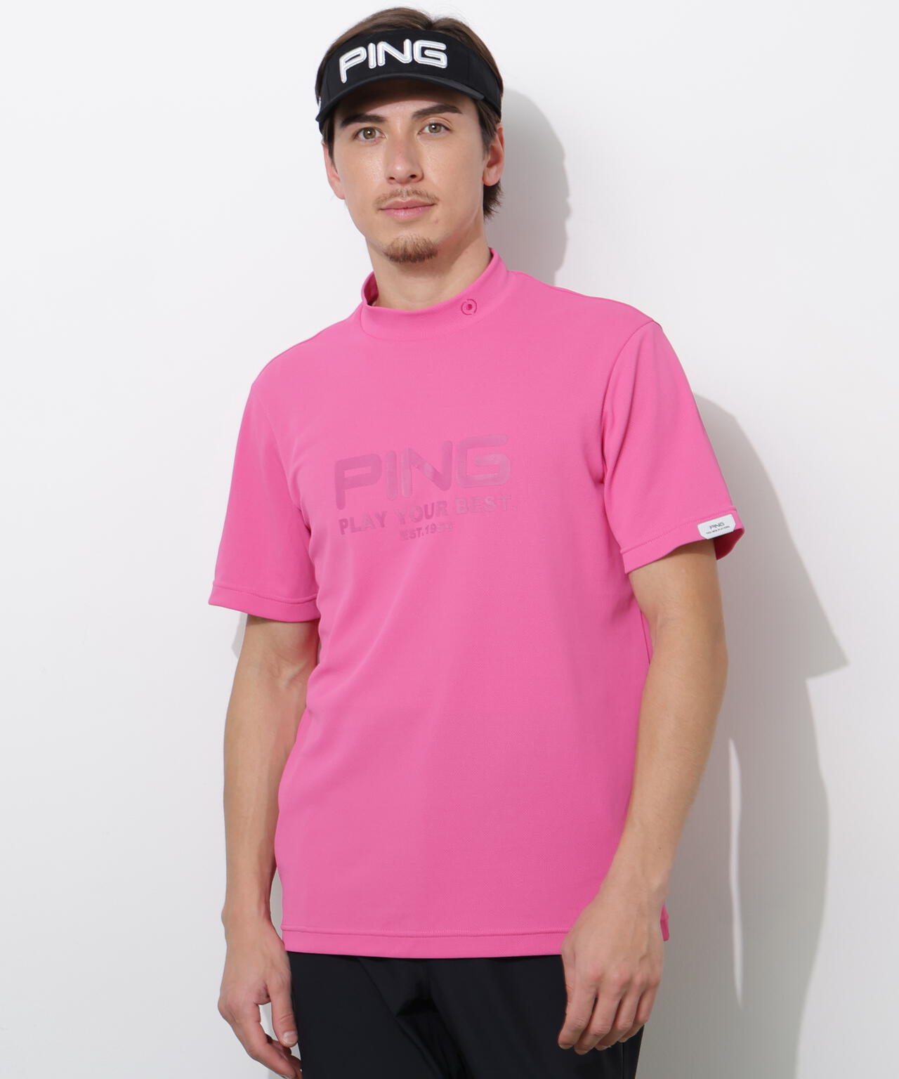 【PING APPAREL】変形カノコ半袖ハイネックカットソー <PERFORMANCE> (MENS)