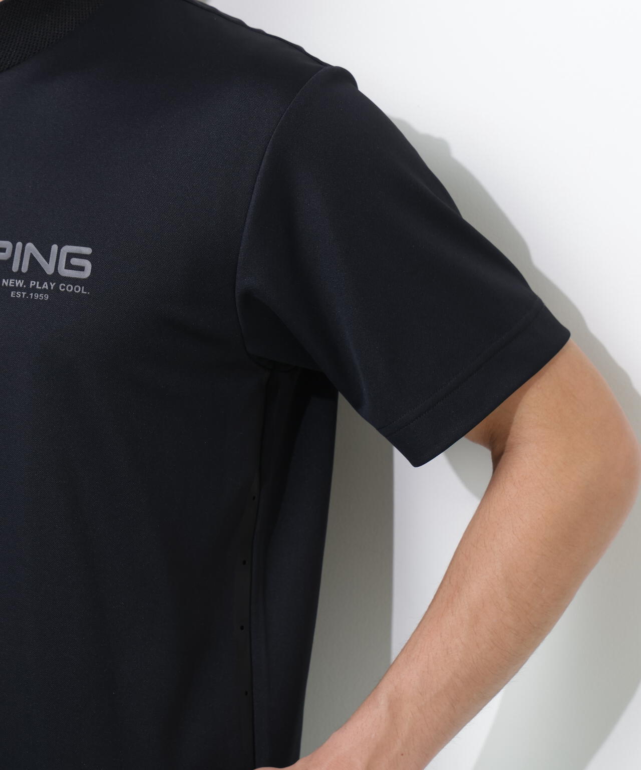 【PING APPAREL】サンベール×クールフローカノコ半袖ハイネックシャツ <GOLD> (MENS)