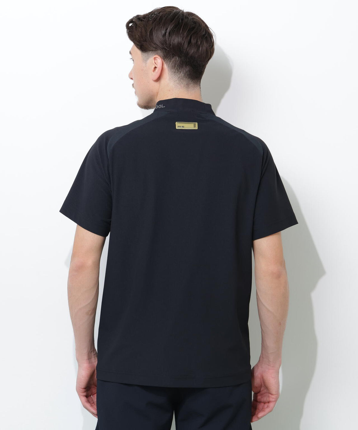 【PING APPAREL】レイブロックエコマイクロカノコ半袖ハイネックシャツ <GOLD> (MENS)