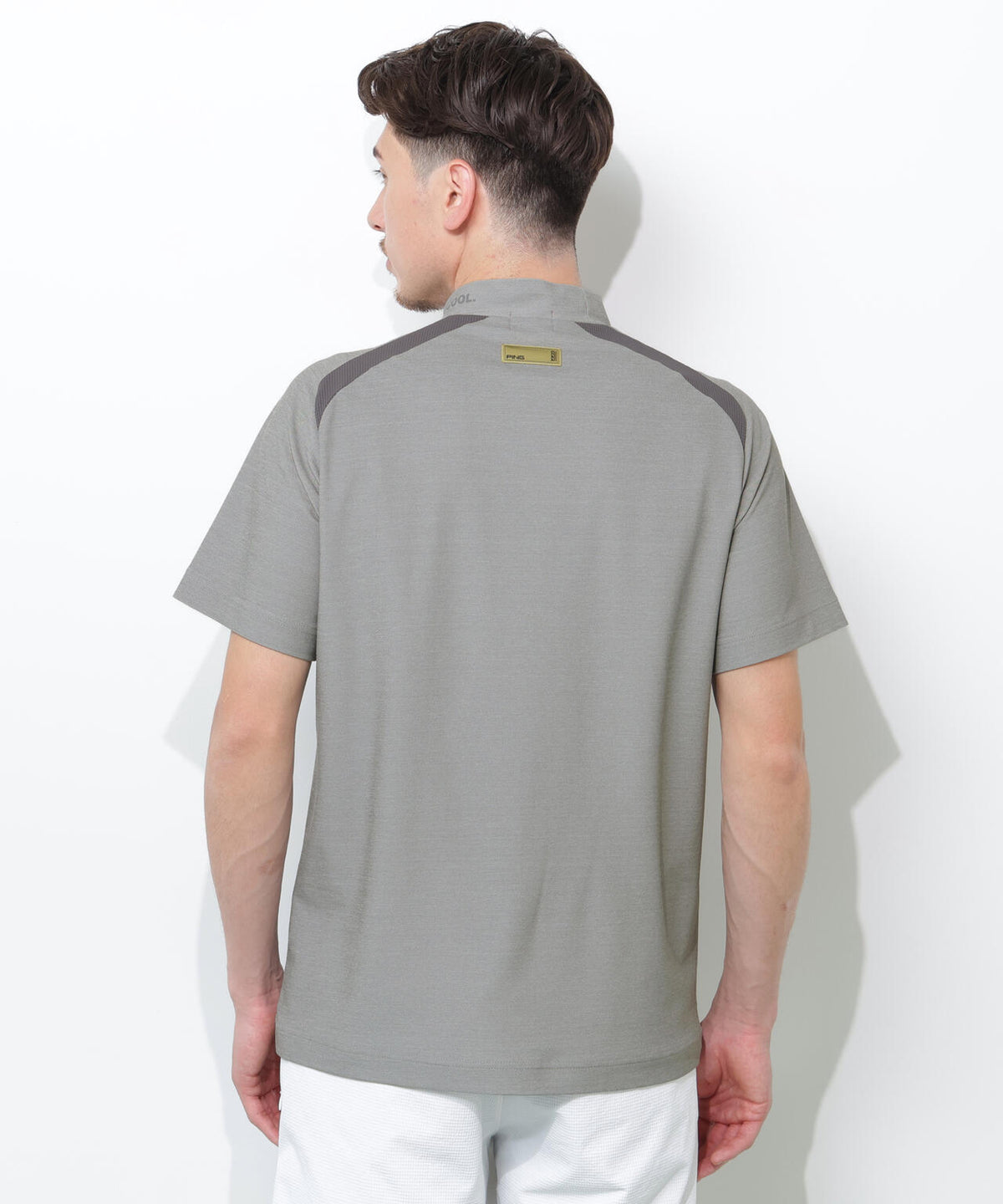 【PING APPAREL】レイブロックエコマイクロカノコ半袖ハイネックシャツ <GOLD> (MENS)