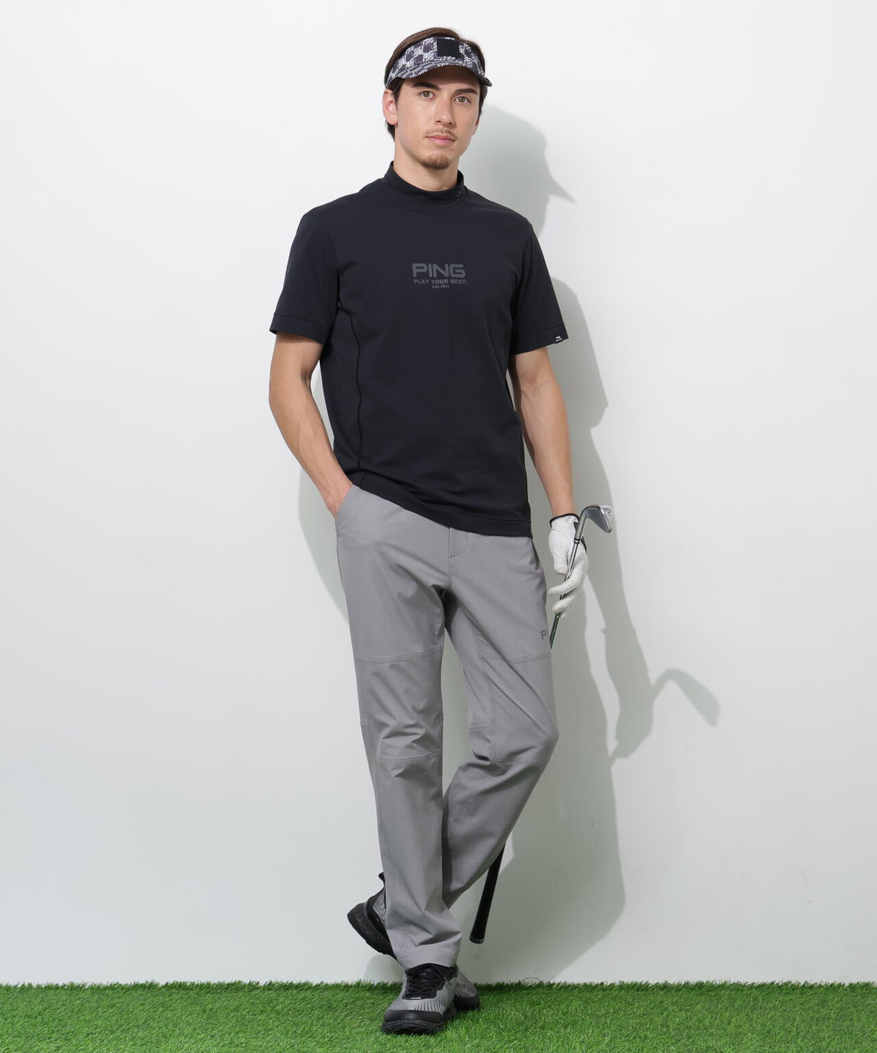 【PING APPAREL】クイックドライ半袖カノコハイネックシャツ <PERFORMANCE> (MENS)