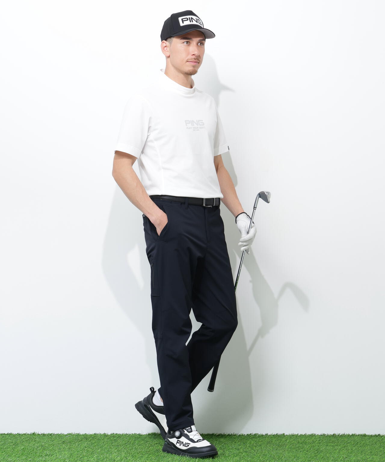 【PING APPAREL】クイックドライ半袖カノコハイネックシャツ <PERFORMANCE> (MENS)
