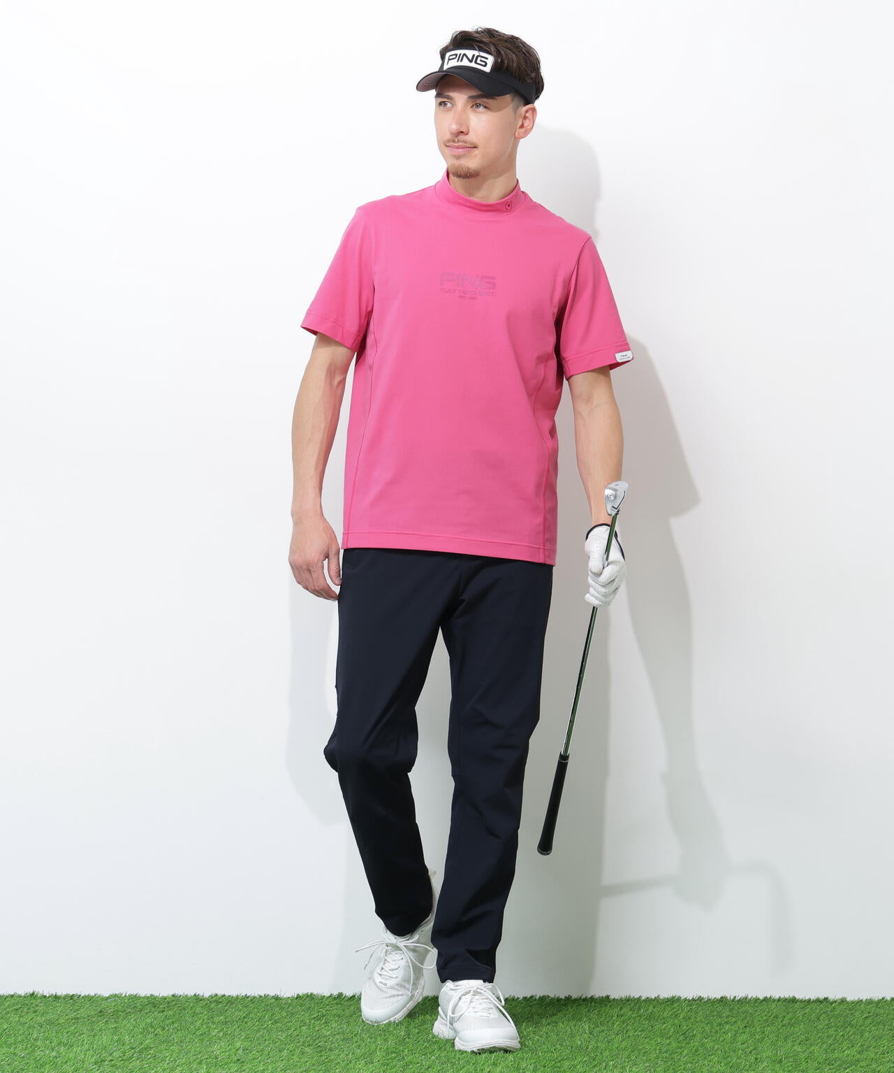 【PING APPAREL】クイックドライ半袖カノコハイネックシャツ <PERFORMANCE> (MENS)