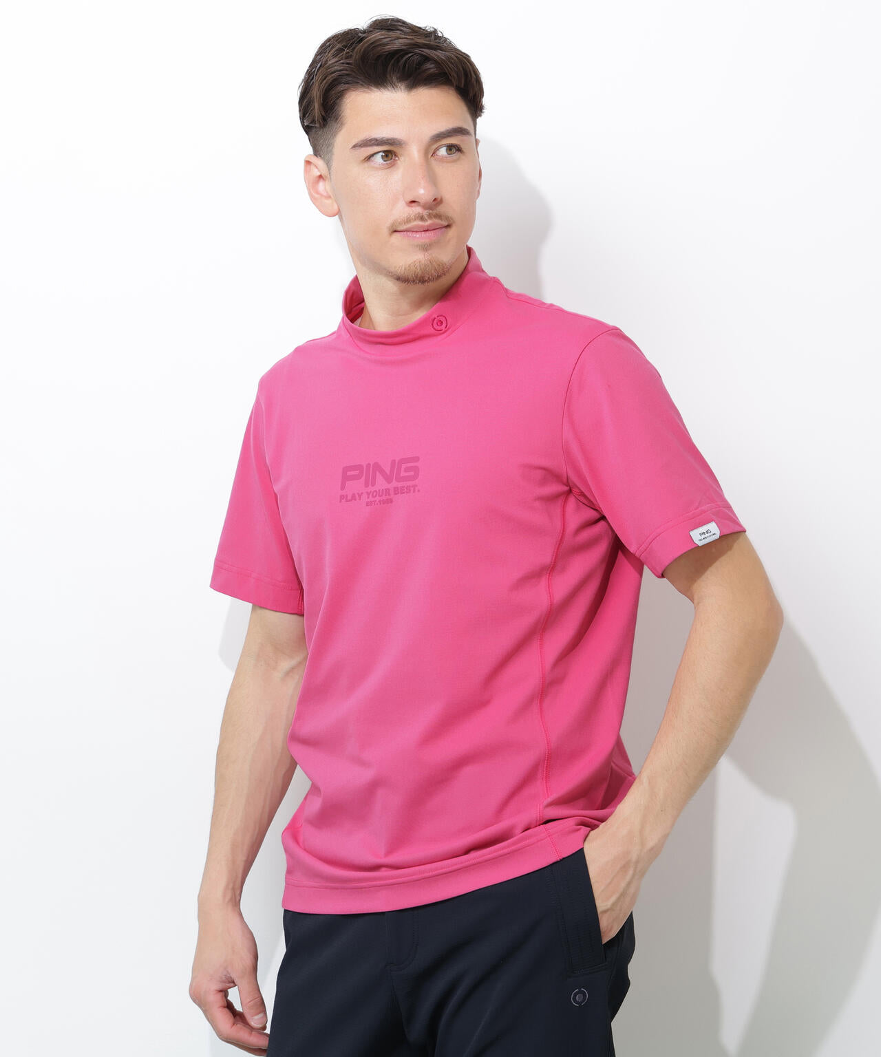 【PING APPAREL】クイックドライ半袖カノコハイネックシャツ <PERFORMANCE> (MENS)