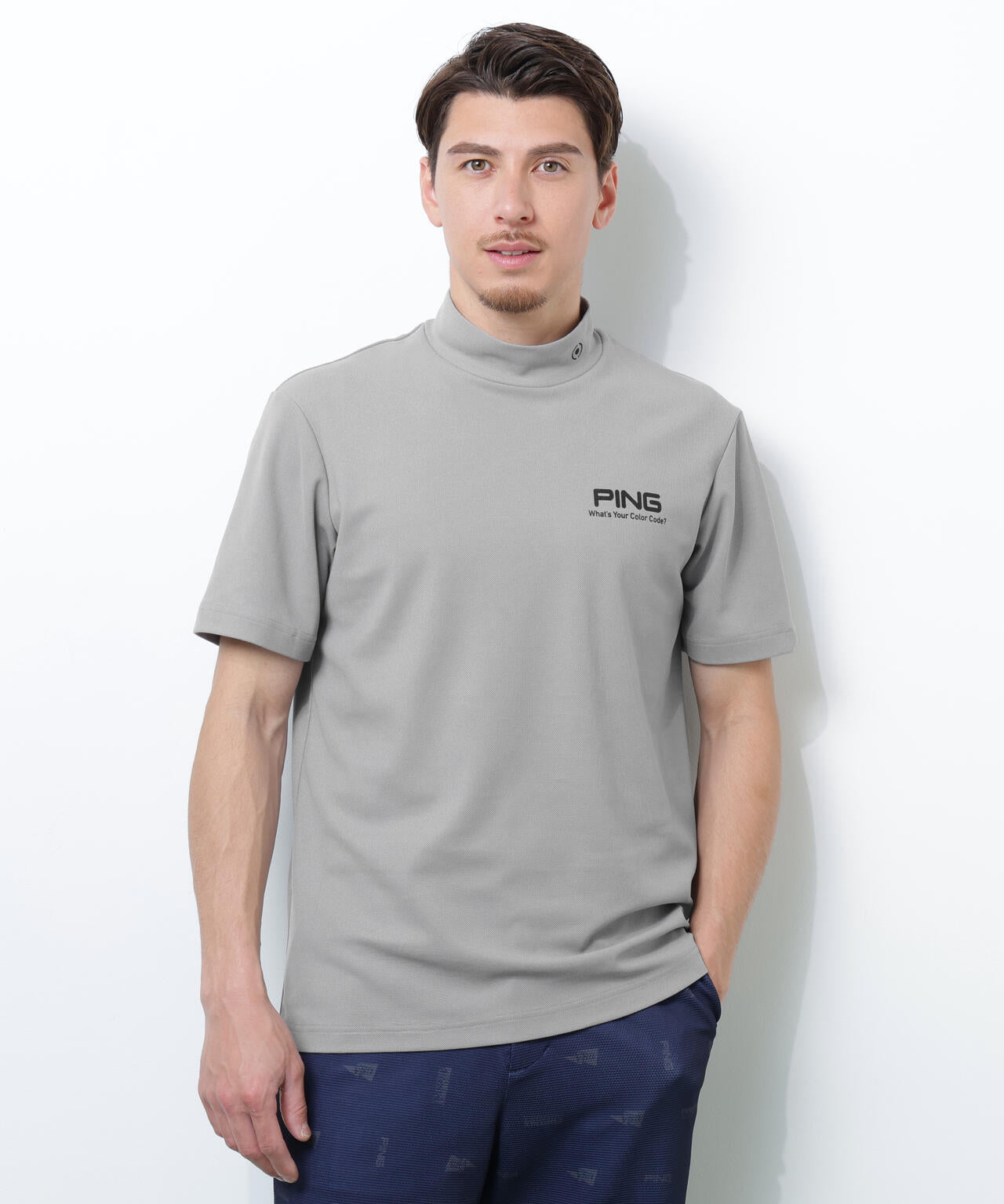 【PING APPAREL】【10カラーシリーズ】PEカノコ半袖ハイネックシャツ <NATIVE> (MENS)