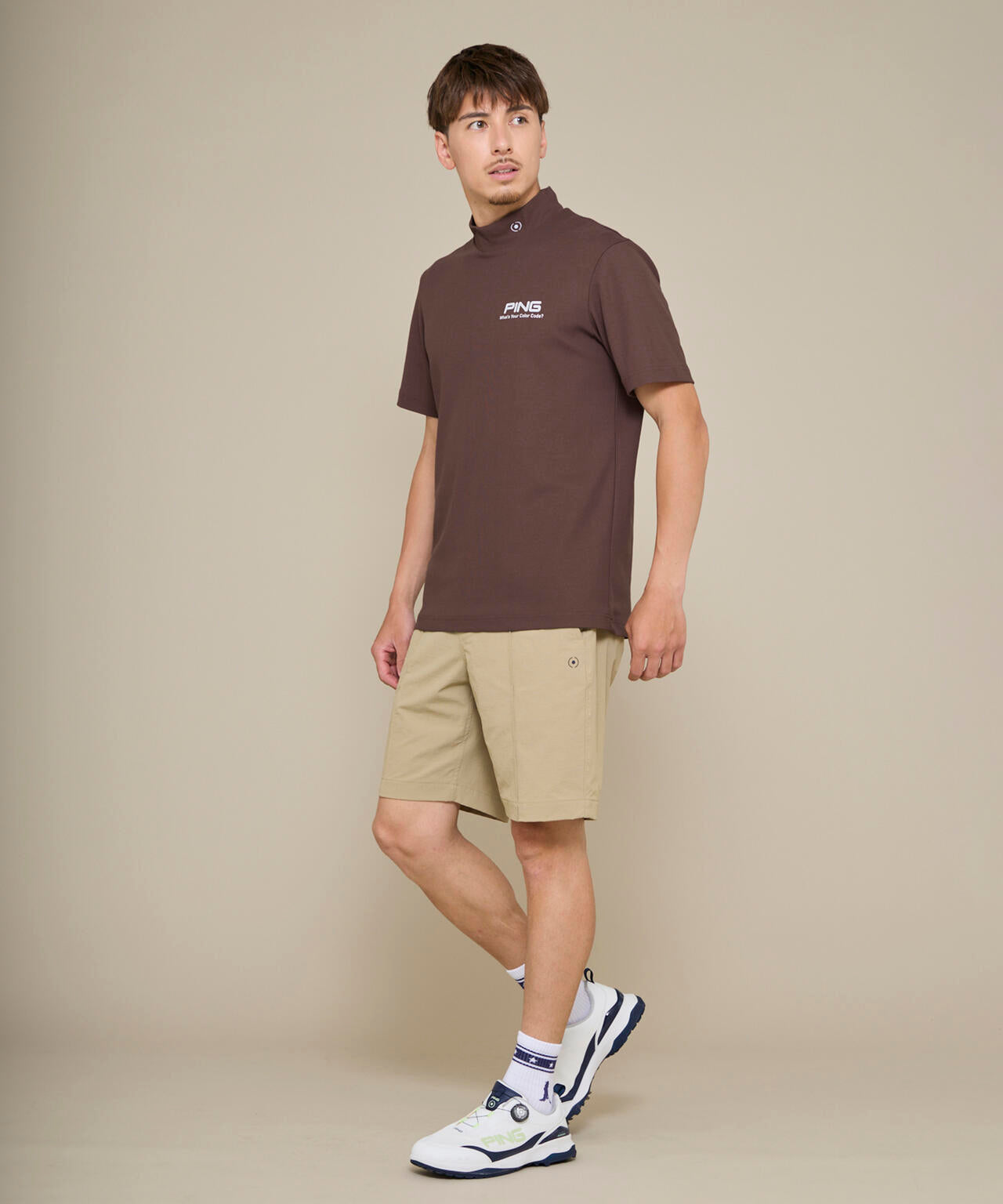 【PING APPAREL】【10カラーシリーズ】PEカノコ半袖ハイネックシャツ <NATIVE> (MENS)