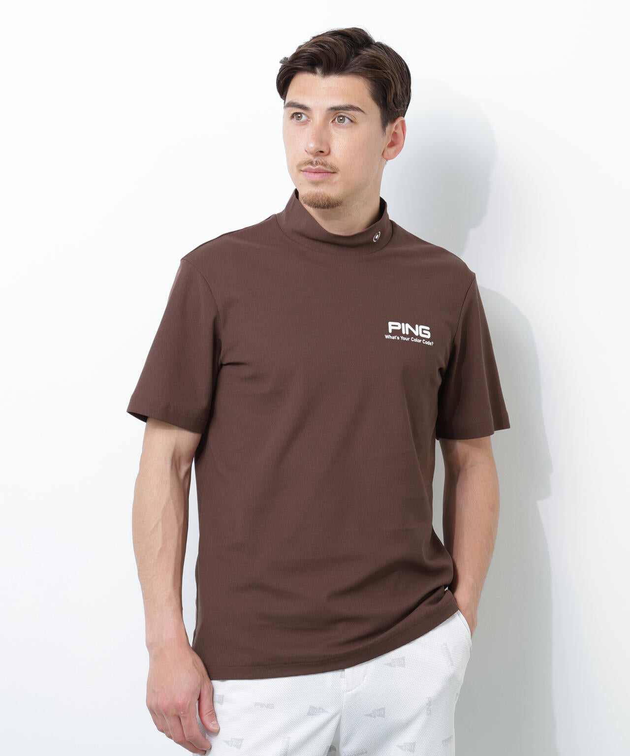 【PING APPAREL】【10カラーシリーズ】PEカノコ半袖ハイネックシャツ <NATIVE> (MENS)
