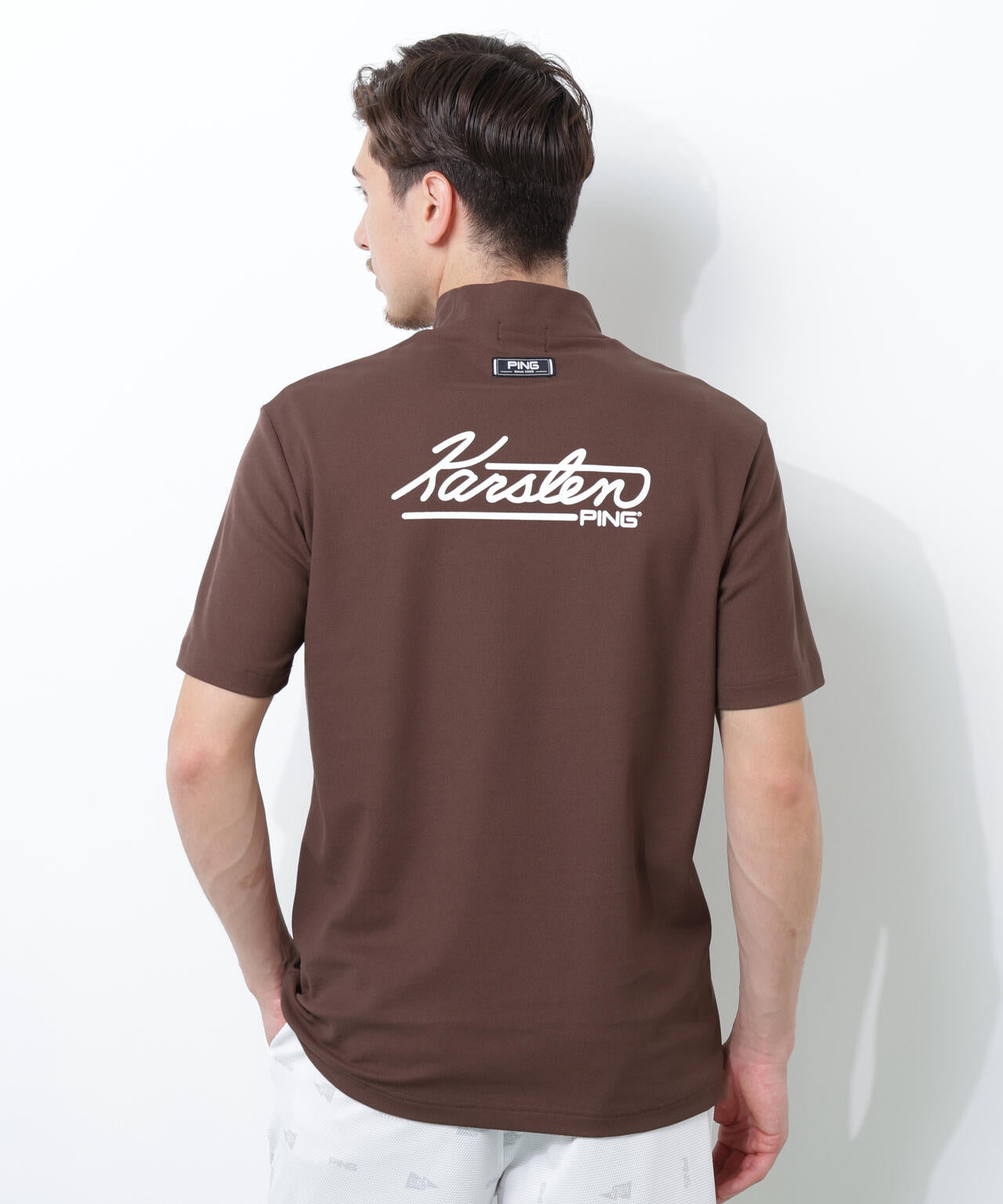 【PING APPAREL】【10カラーシリーズ】PEカノコ半袖ハイネックシャツ <NATIVE> (MENS)