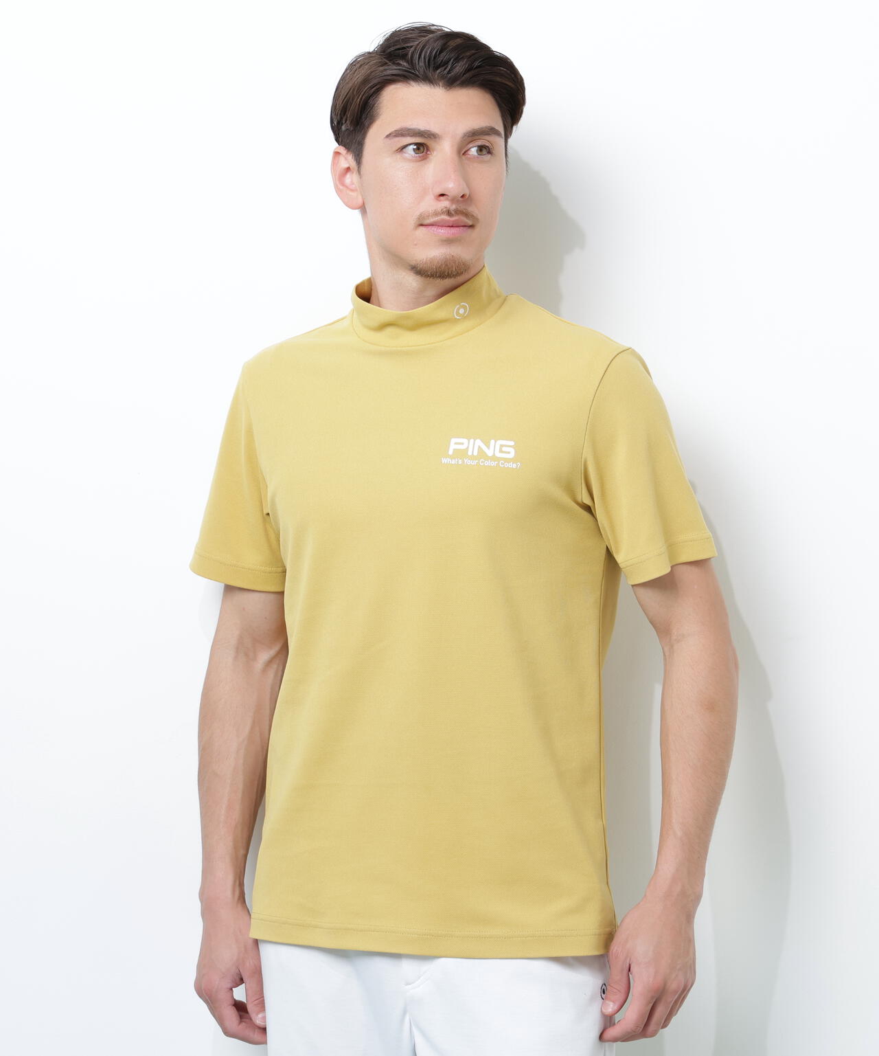 【PING APPAREL】【10カラーシリーズ】PEカノコ半袖ハイネックシャツ <NATIVE> (MENS)