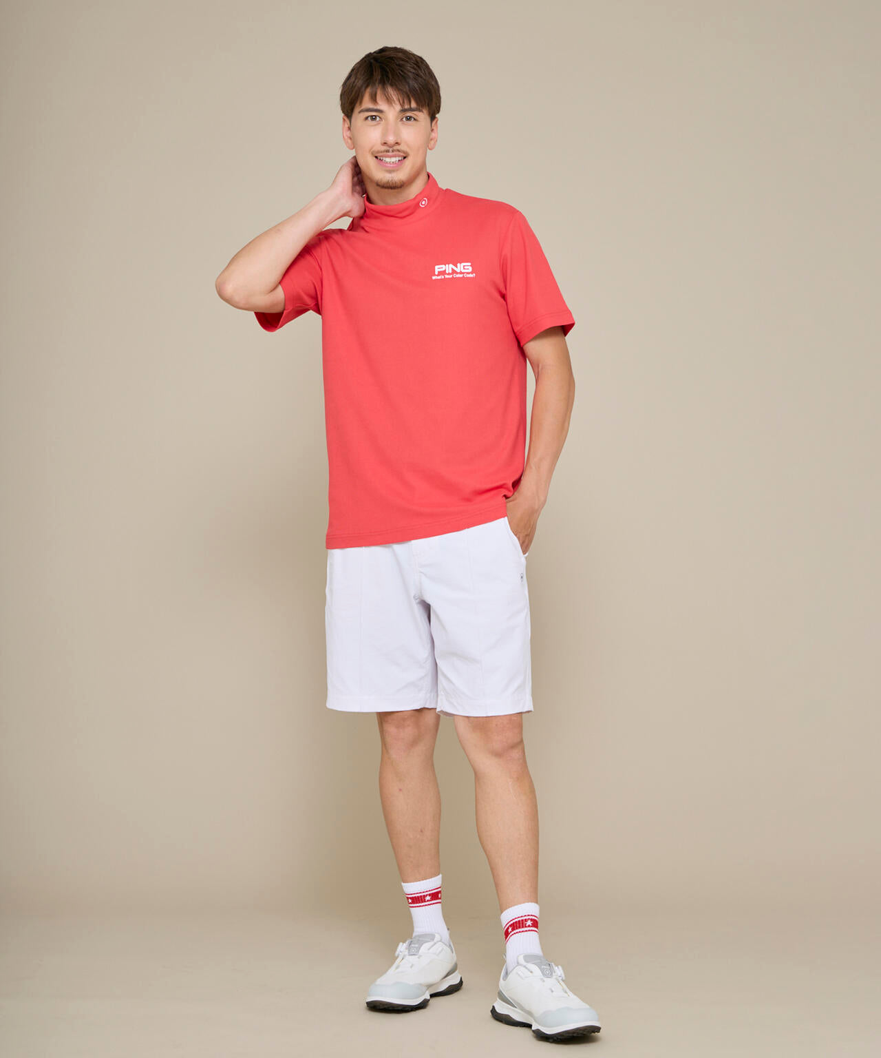 【PING APPAREL】【10カラーシリーズ】PEカノコ半袖ハイネックシャツ <NATIVE> (MENS)
