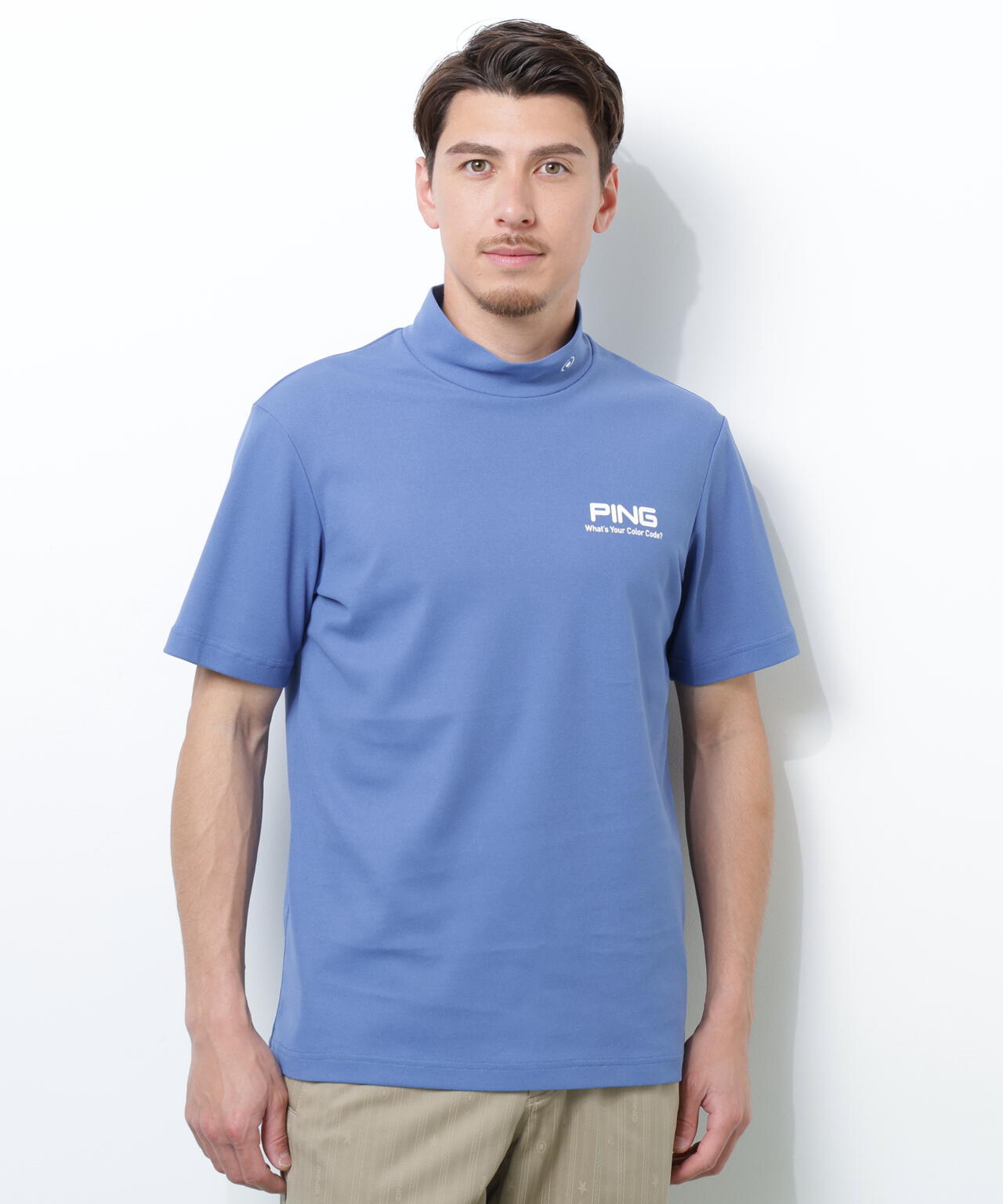 【PING APPAREL】【10カラーシリーズ】PEカノコ半袖ハイネックシャツ <NATIVE> (MENS)
