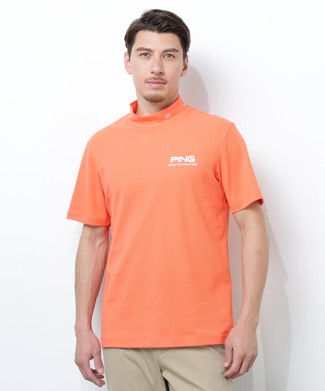 【PING APPAREL】【10カラーシリーズ】PEカノコ半袖ハイネックシャツ <NATIVE> (MENS)