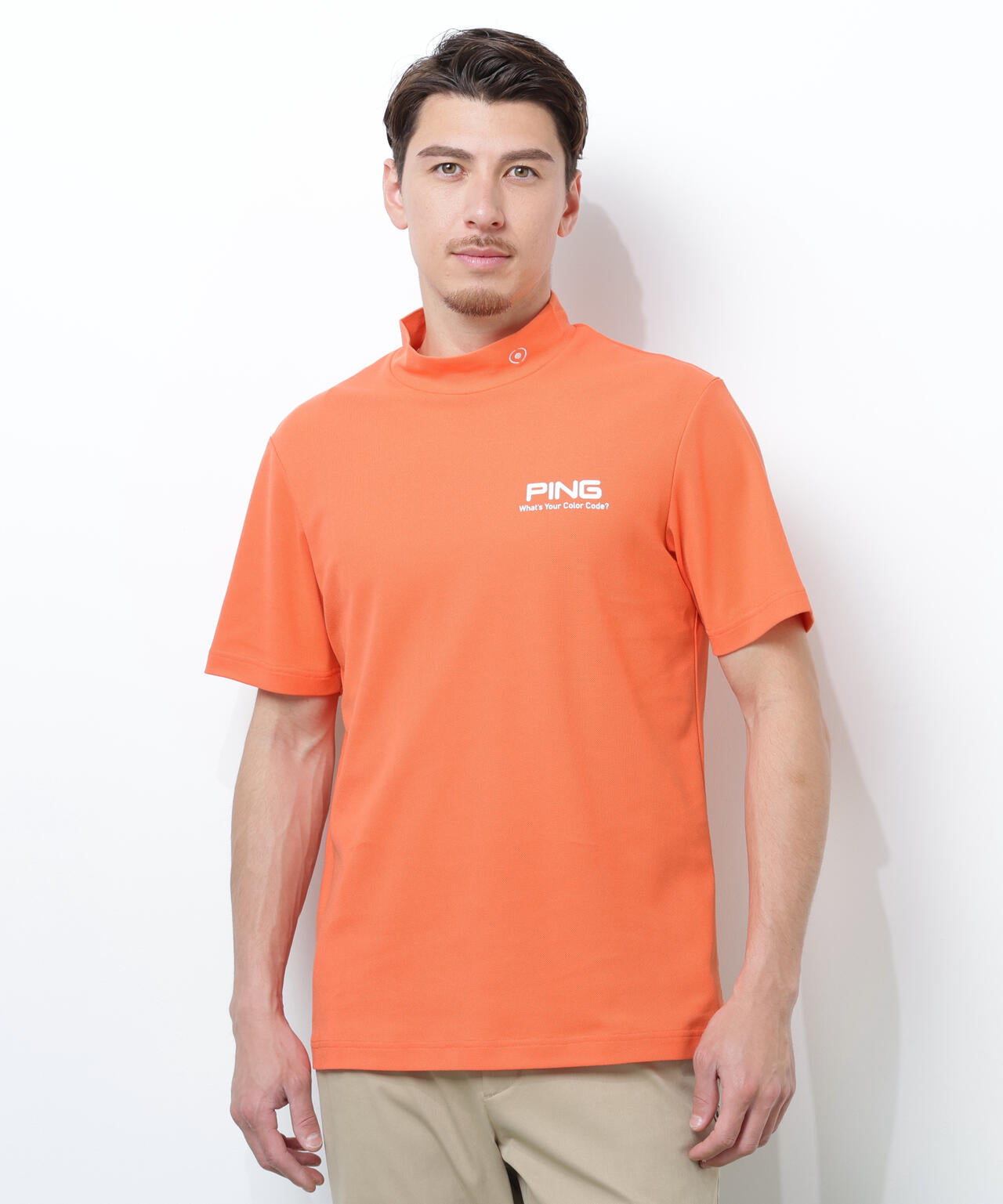 【PING APPAREL】【10カラーシリーズ】PEカノコ半袖ハイネックシャツ <NATIVE> (MENS)