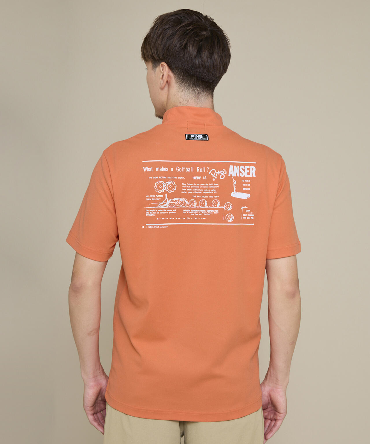 【PING APPAREL】【10カラーシリーズ】PEカノコ半袖ハイネックシャツ <NATIVE> (MENS)