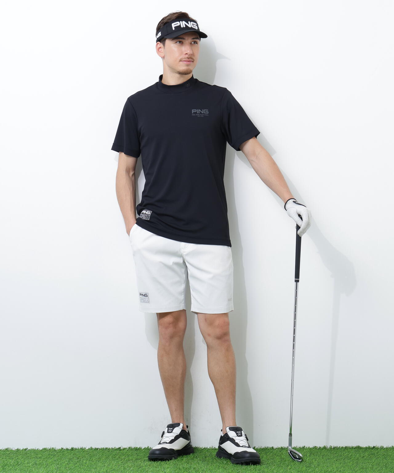 【PING APPAREL】【接触冷感・UVカット】スーパーシェルター06半袖ハイネックシャツ <GOLD> (MENS)