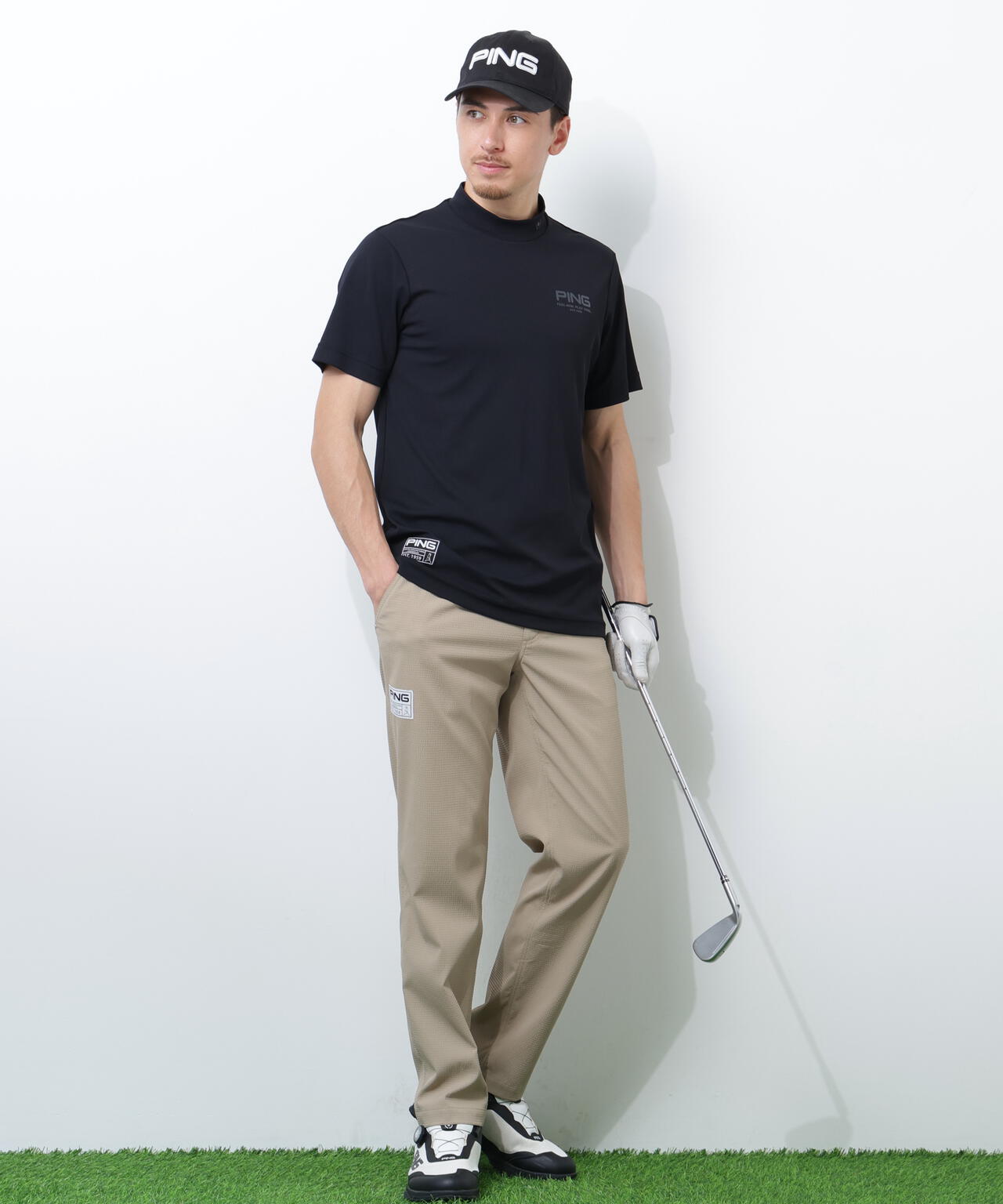 【PING APPAREL】【接触冷感・UVカット】スーパーシェルター06半袖ハイネックシャツ <GOLD> (MENS)