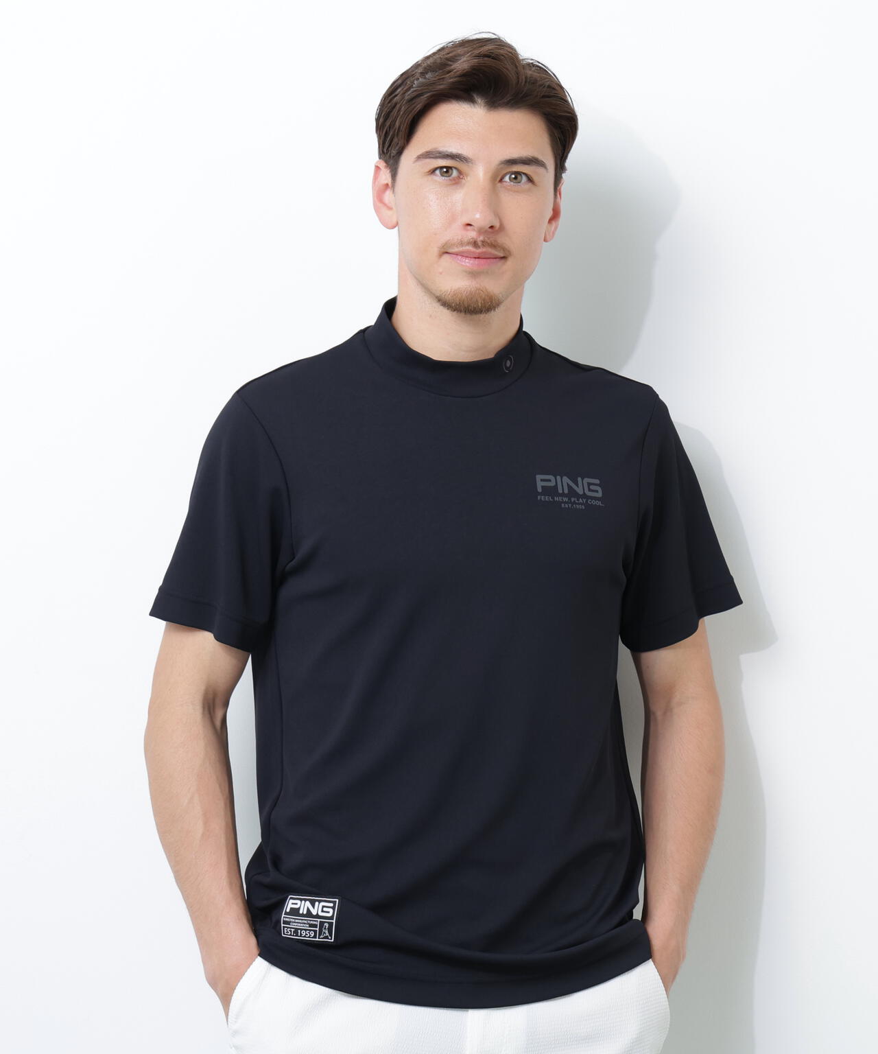 【PING APPAREL】【接触冷感・UVカット】スーパーシェルター06半袖ハイネックシャツ <GOLD> (MENS)