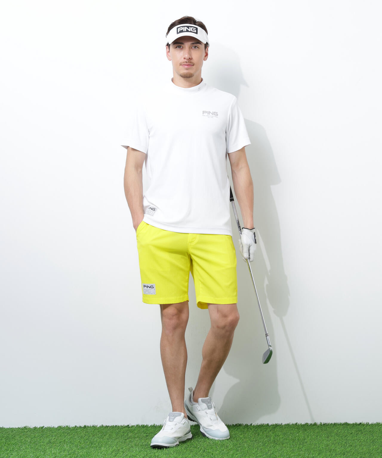 【PING APPAREL】【接触冷感・UVカット】スーパーシェルター06半袖ハイネックシャツ <GOLD> (MENS)