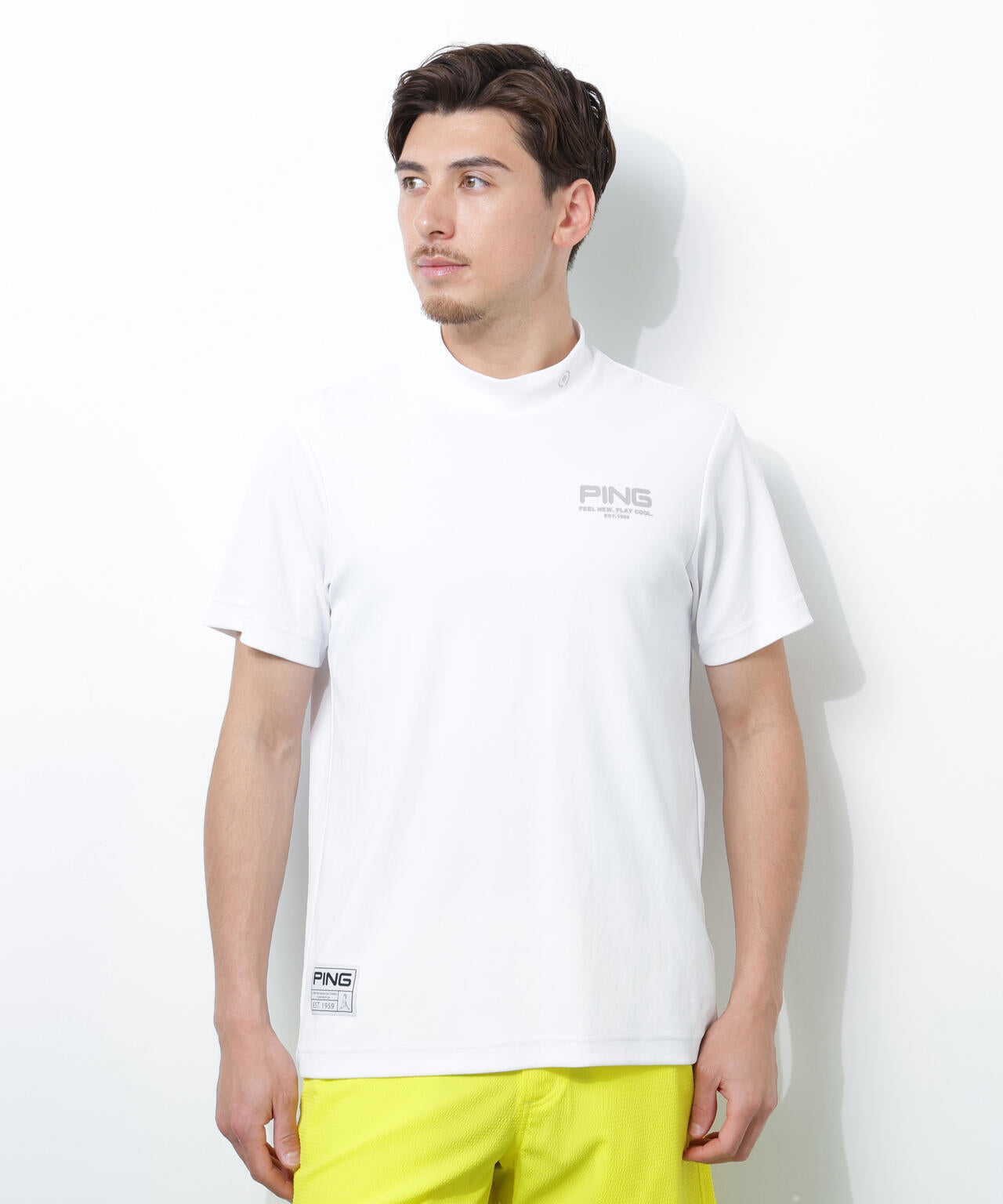 【PING APPAREL】【接触冷感・UVカット】スーパーシェルター06半袖ハイネックシャツ <GOLD> (MENS)