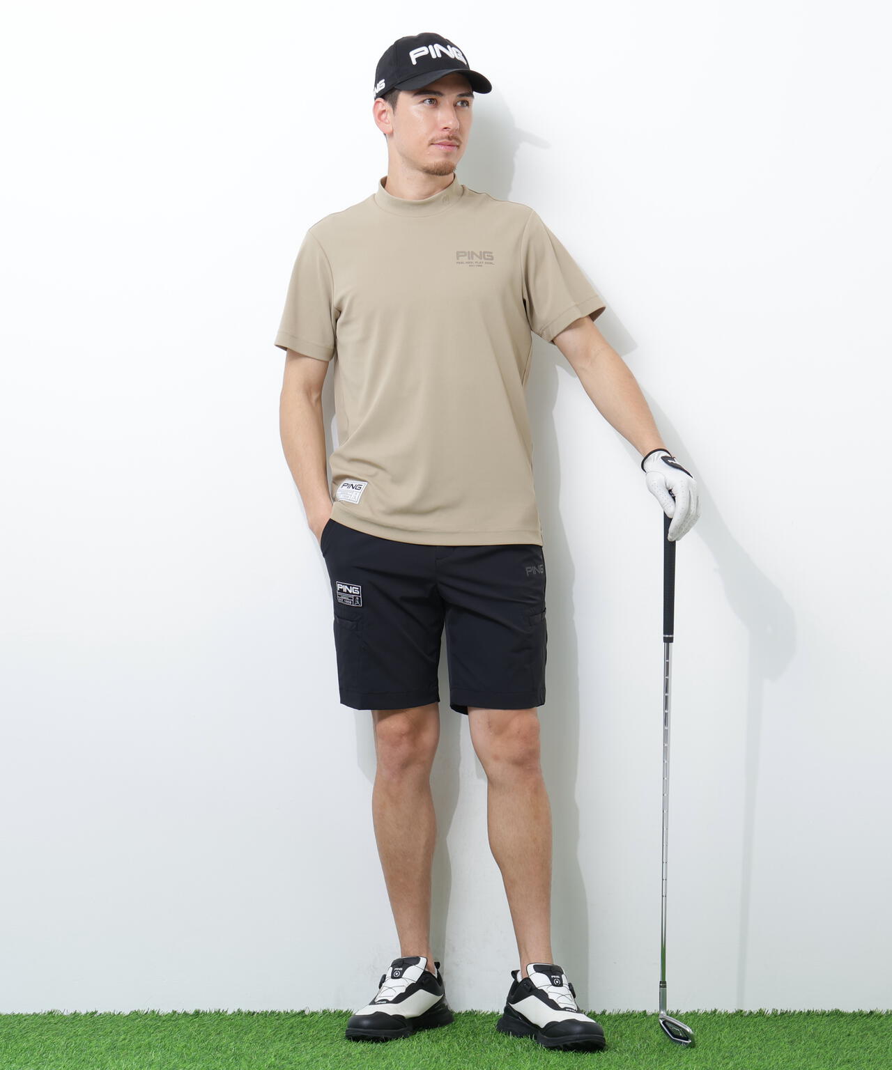 【PING APPAREL】スーパーシェルター06半袖ハイネックシャツ <GOLD> (MENS)