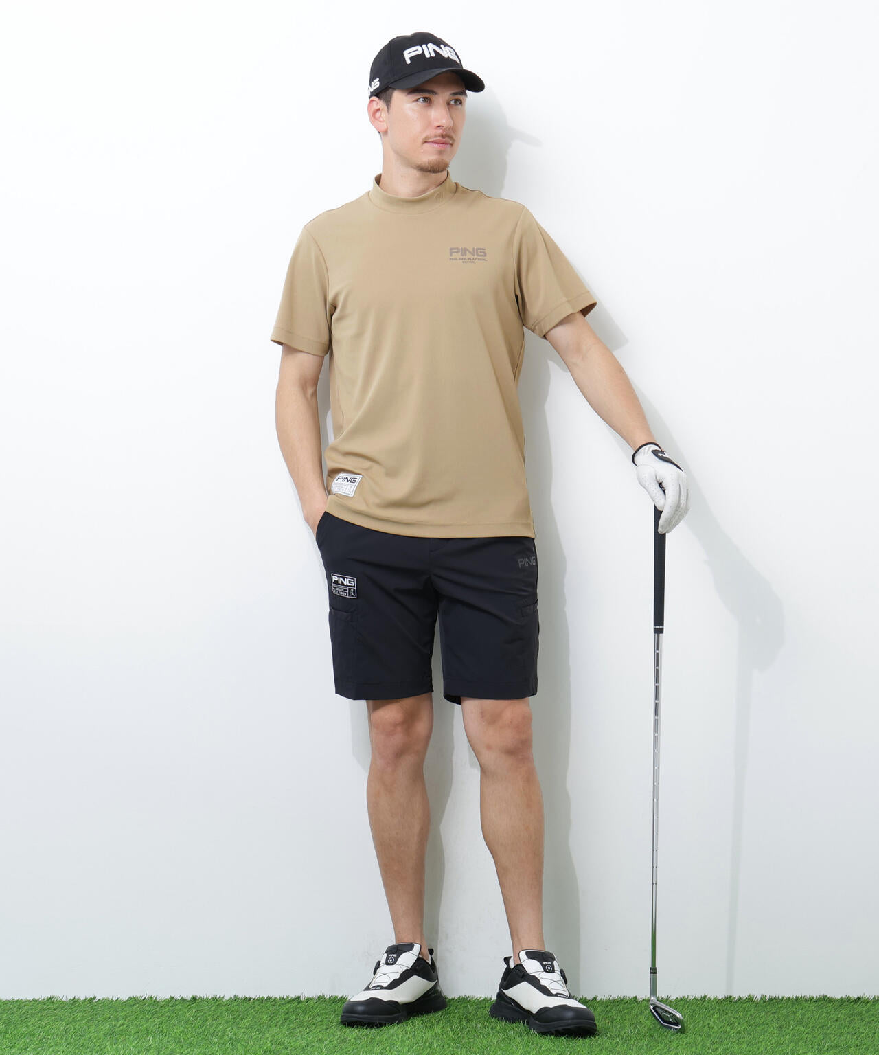 【PING APPAREL】【接触冷感・UVカット】スーパーシェルター06半袖ハイネックシャツ <GOLD> (MENS)