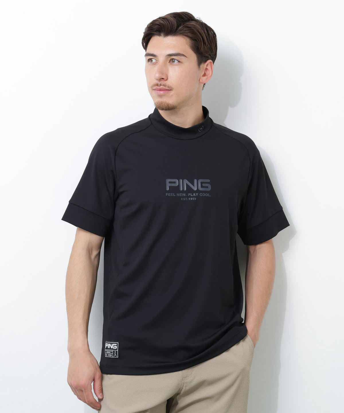【PING APPAREL】【UVカット・吸水速乾】テラカノコ半袖ハイネックシャツ <GOLD> (MENS)