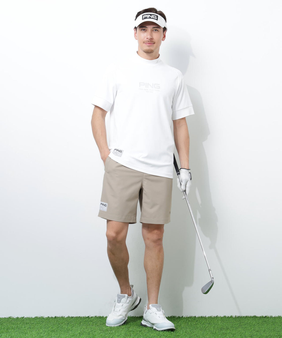 【PING APPAREL】【UVカット・吸水速乾】テラカノコ半袖ハイネックシャツ <GOLD> (MENS)