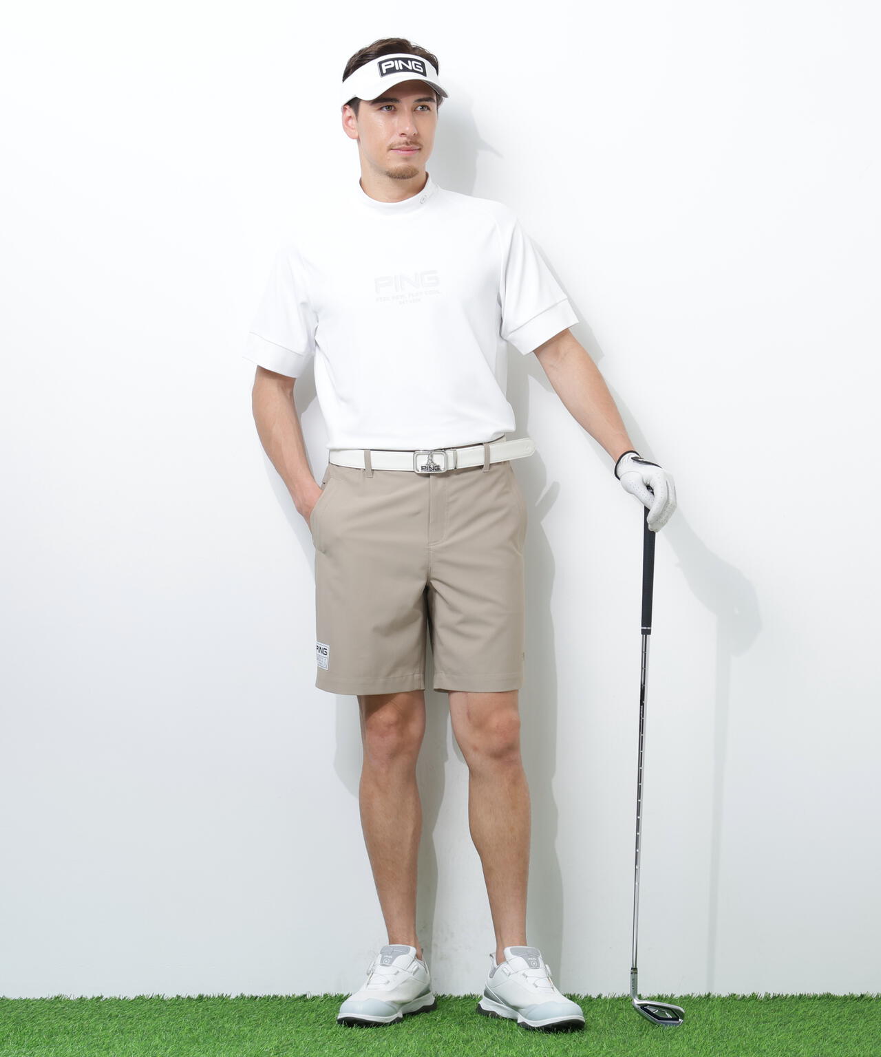 【PING APPAREL】テラカノコ半袖ハイネックシャツ <GOLD> (MENS)