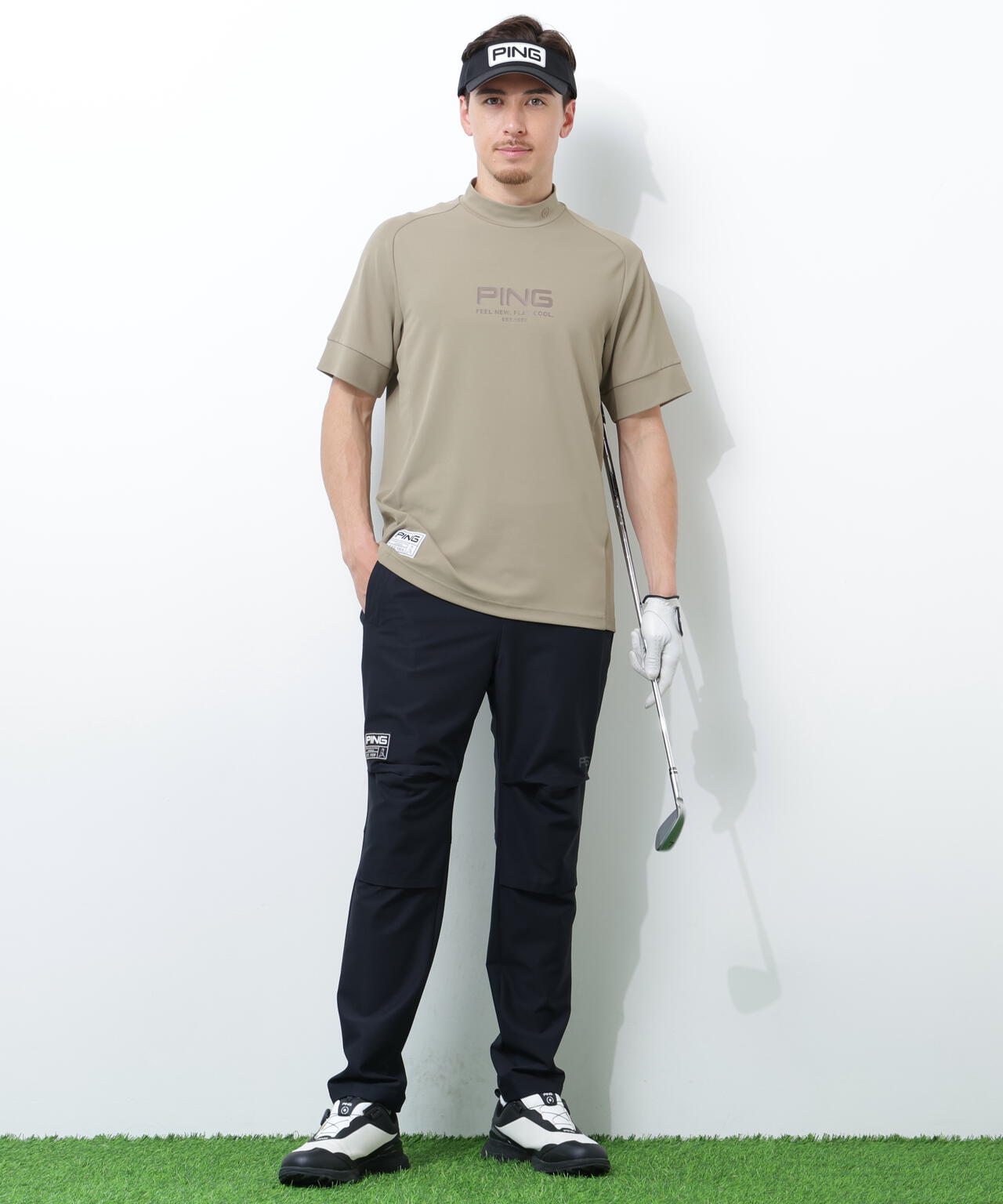 【PING APPAREL】テラカノコ半袖ハイネックシャツ <GOLD> (MENS)