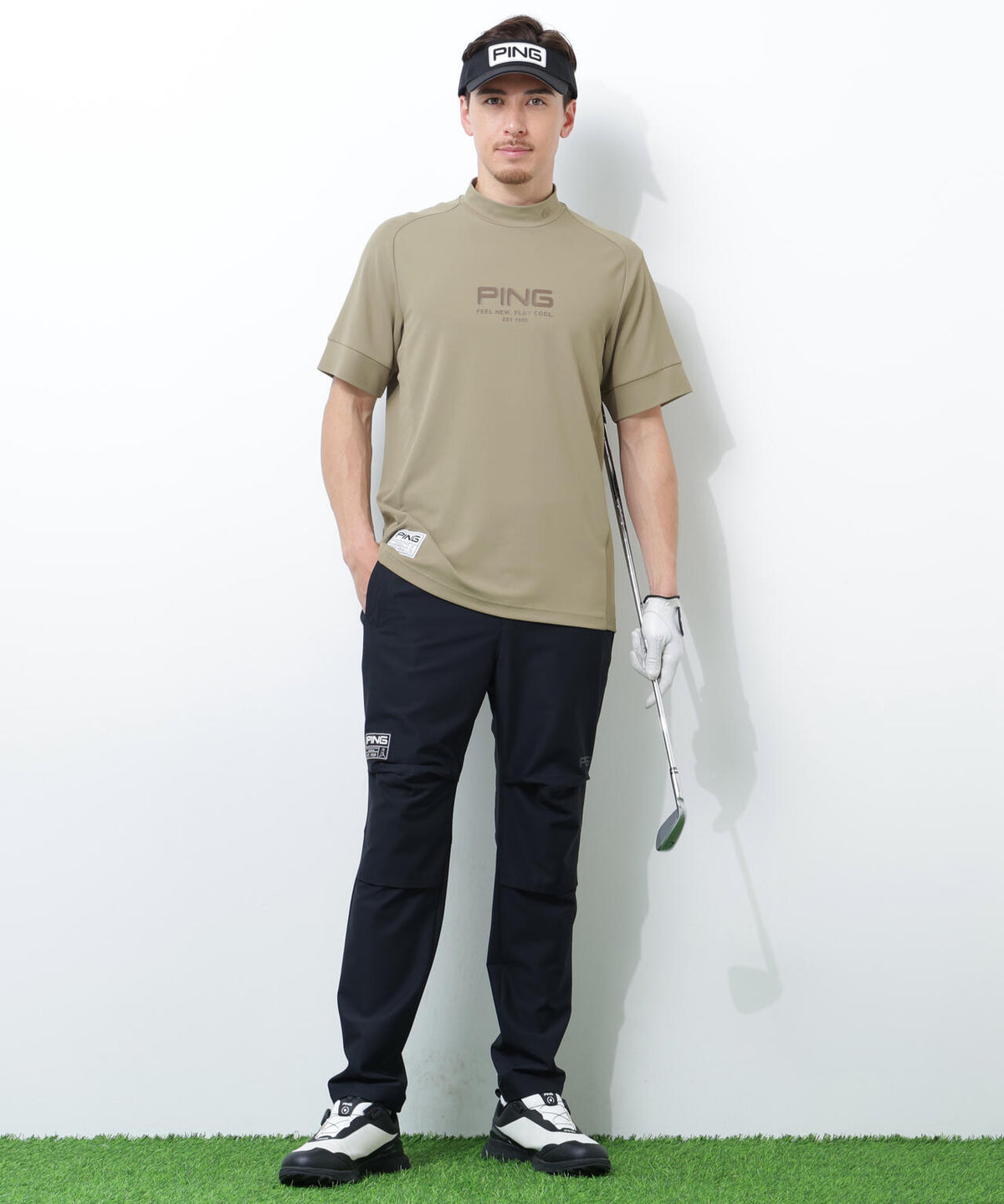 【PING APPAREL】【UVカット・吸水速乾】テラカノコ半袖ハイネックシャツ <GOLD> (MENS)