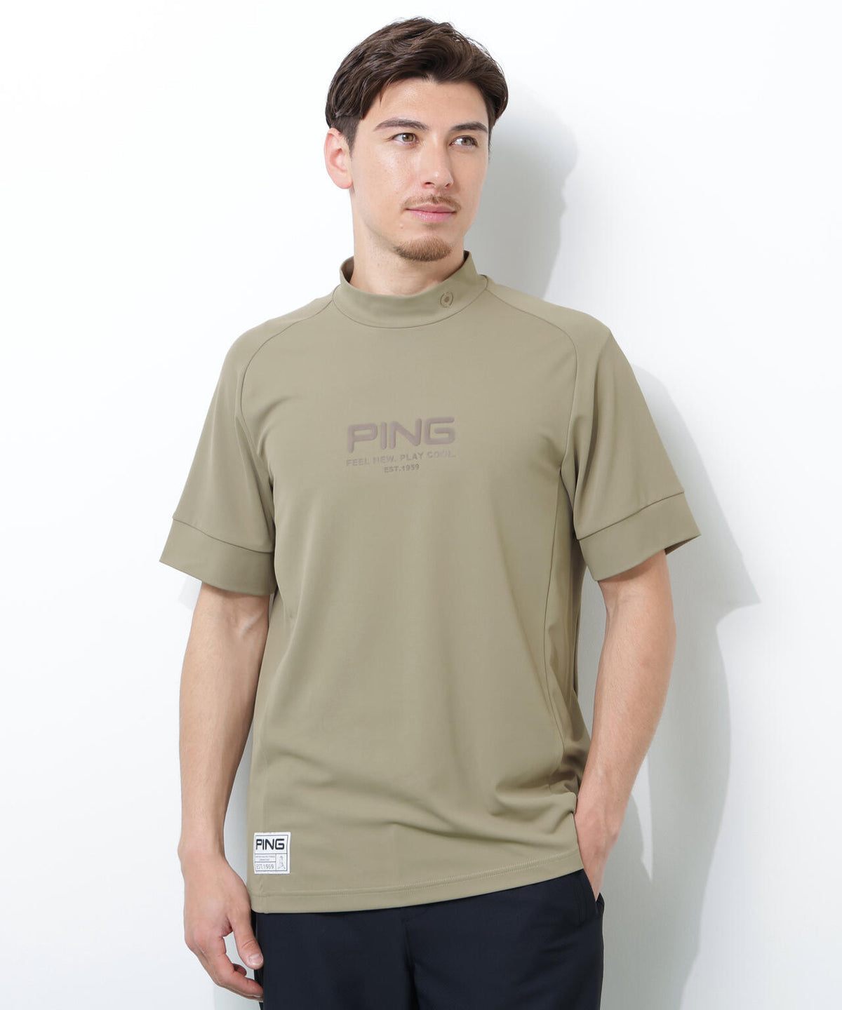 【PING APPAREL】【UVカット・吸水速乾】テラカノコ半袖ハイネックシャツ <GOLD> (MENS)